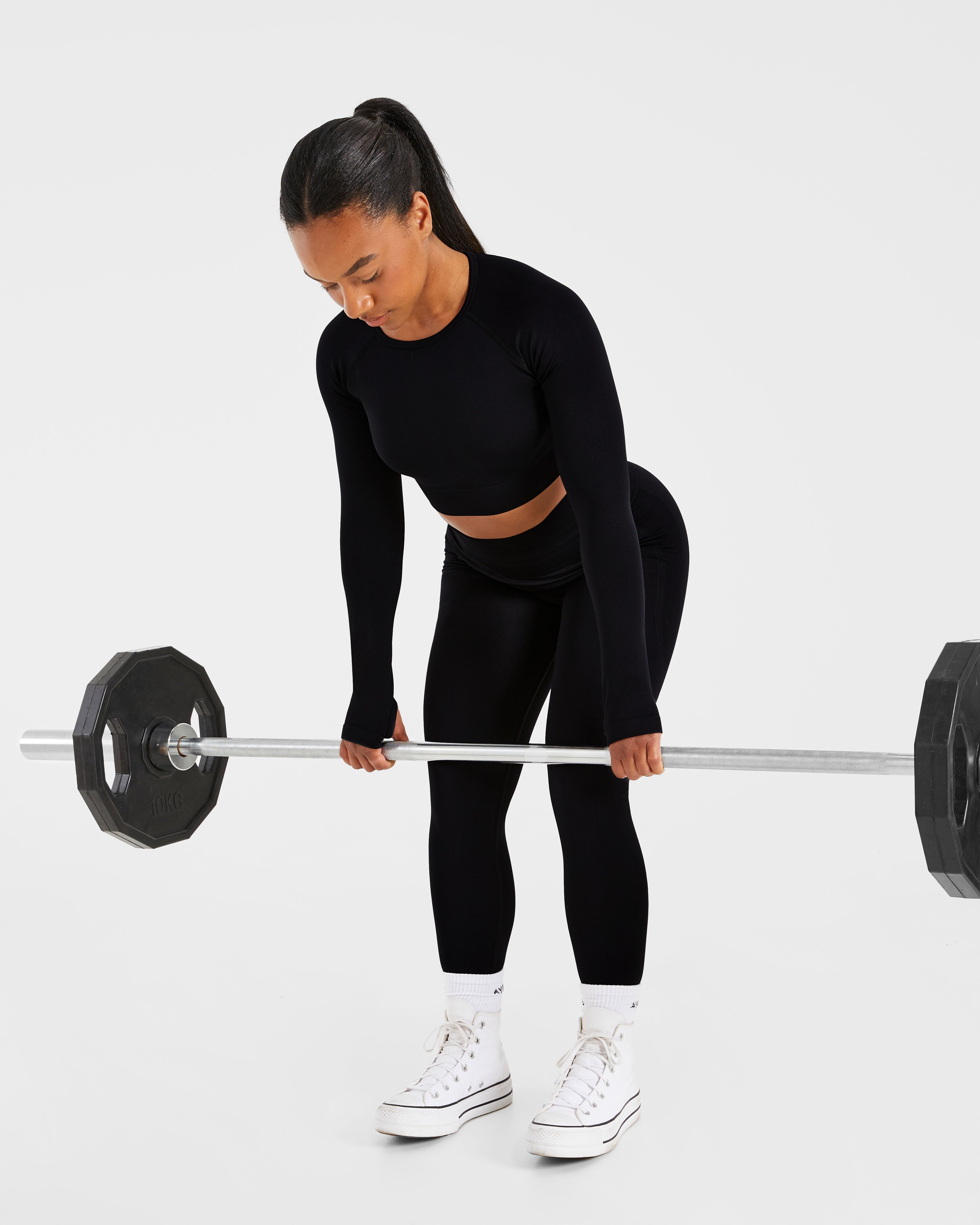 Empower Seamless Long Sleeve Crop Top - Zwart