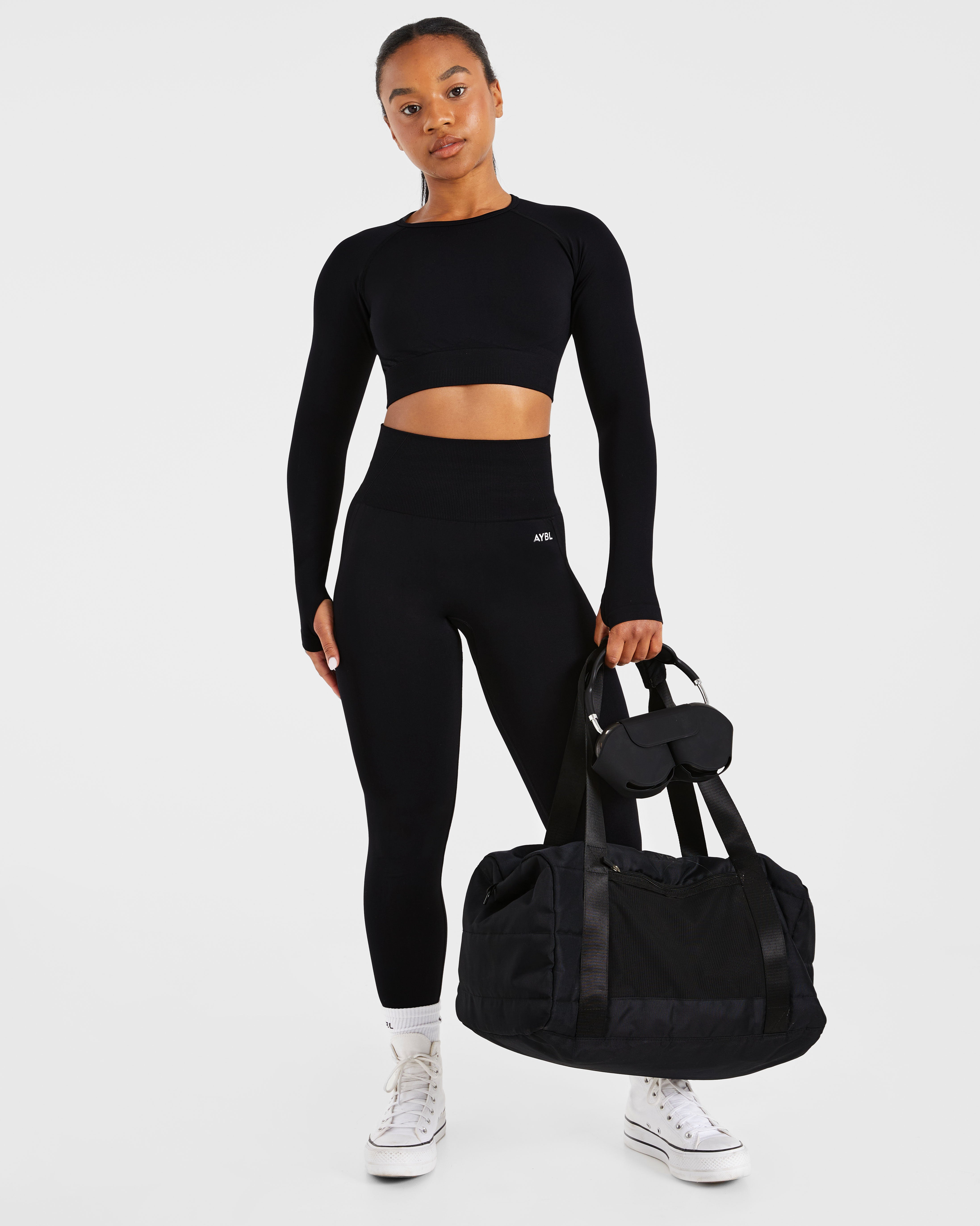 Empower Seamless Long Sleeve Crop Top - Zwart