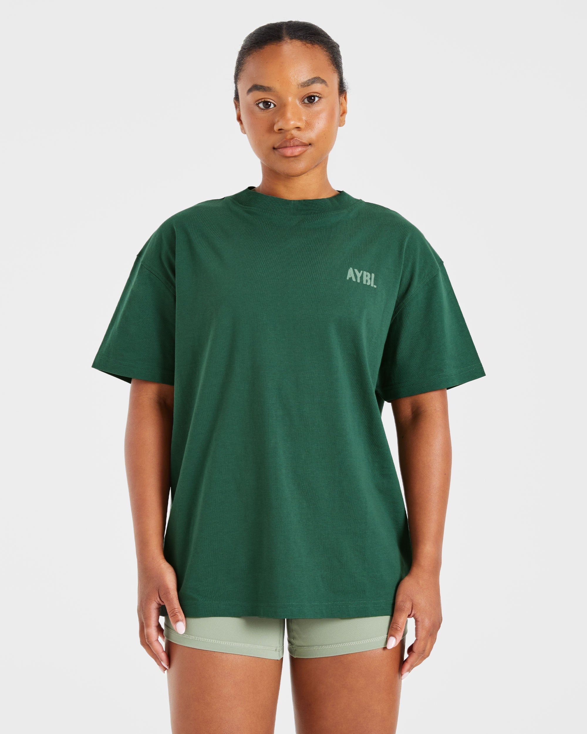 Athletics Strength Club Oversized T Shirt - Forest Groen