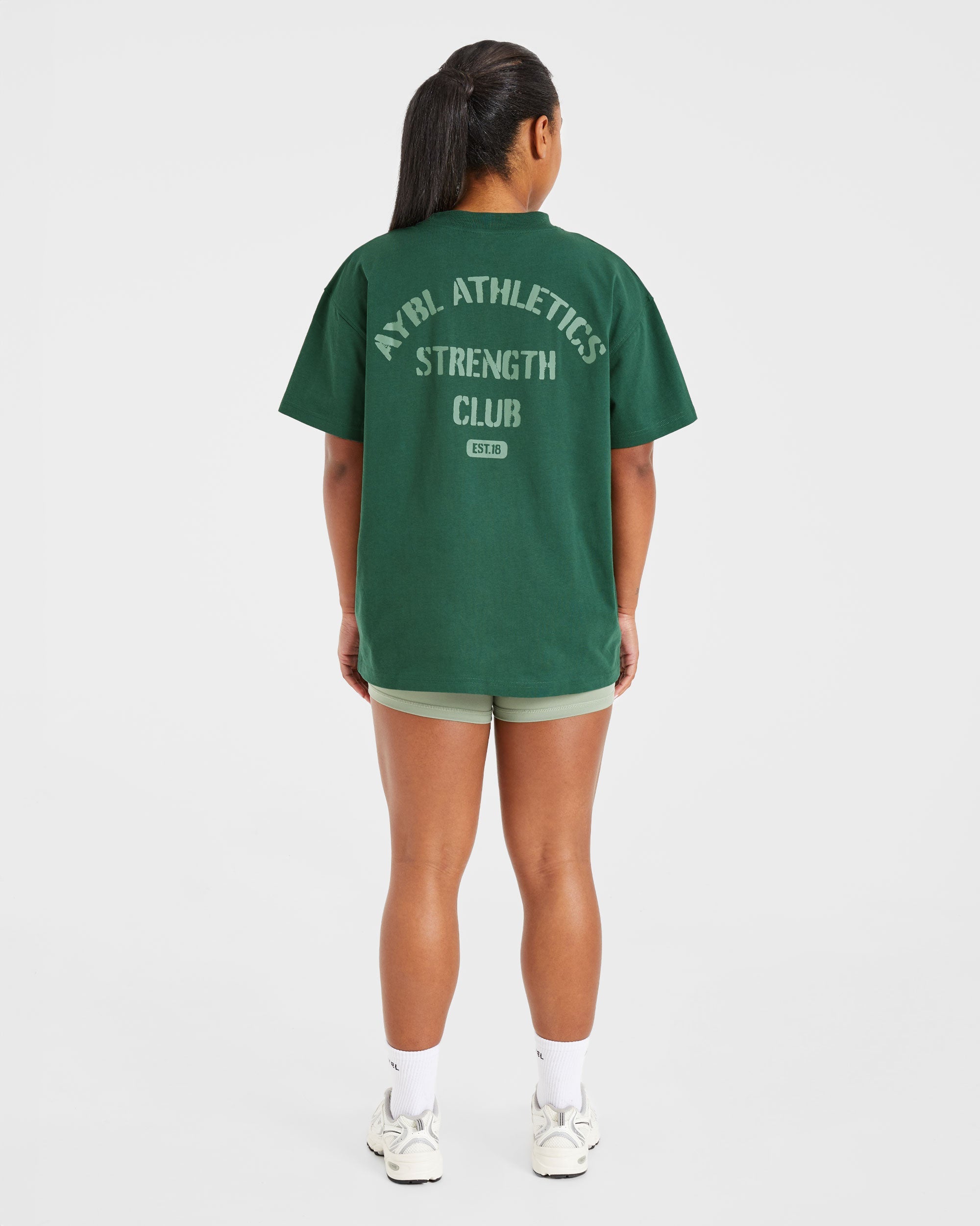 Athletics Strength Club Oversized T Shirt - Forest Groen