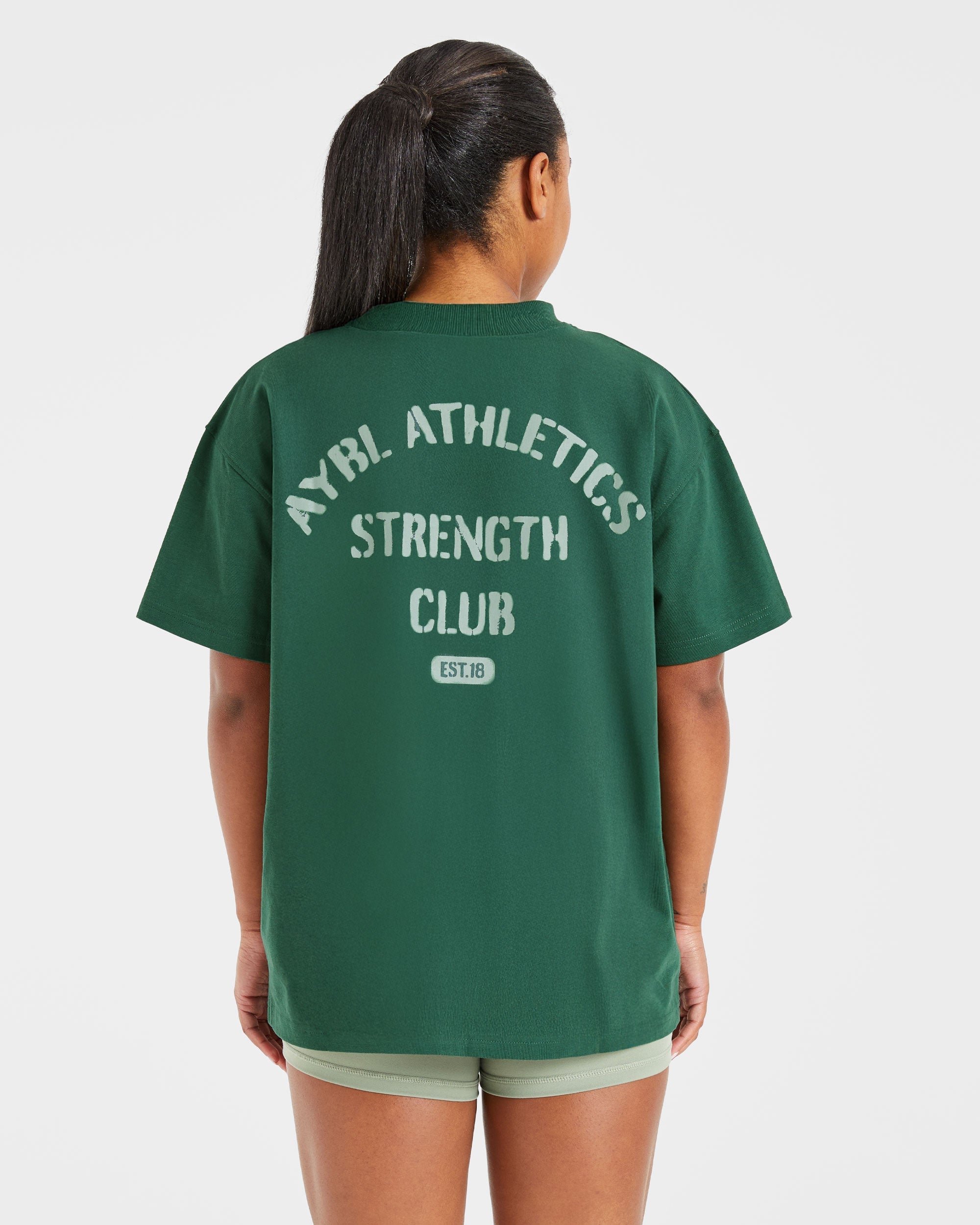 Athletics Strength Club Oversized T Shirt - Forest Groen