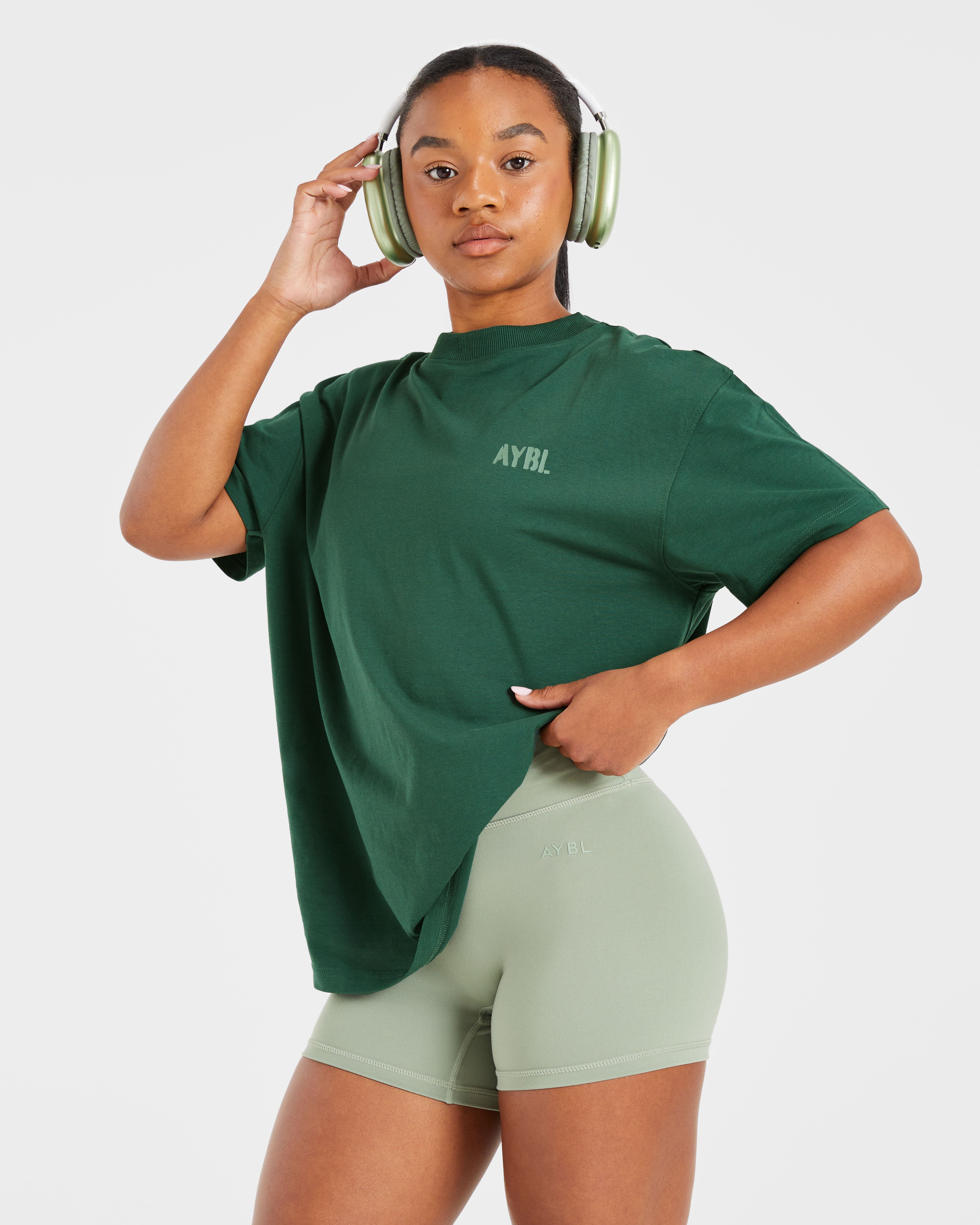 Athletics Strength Club Oversized T Shirt - Forest Groen