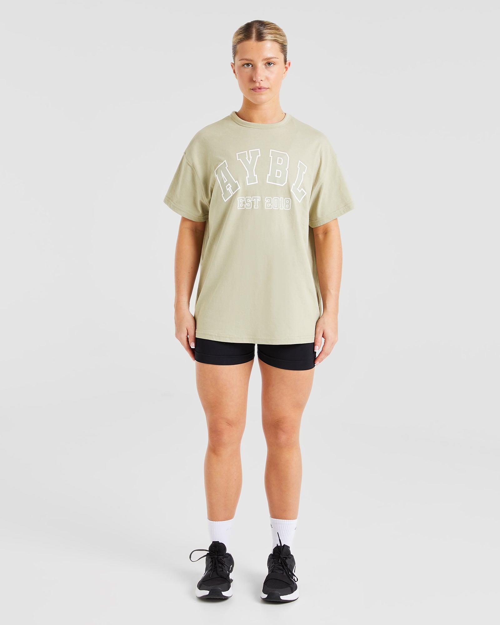 Varsity Oversized T Shirt - Olive Groen