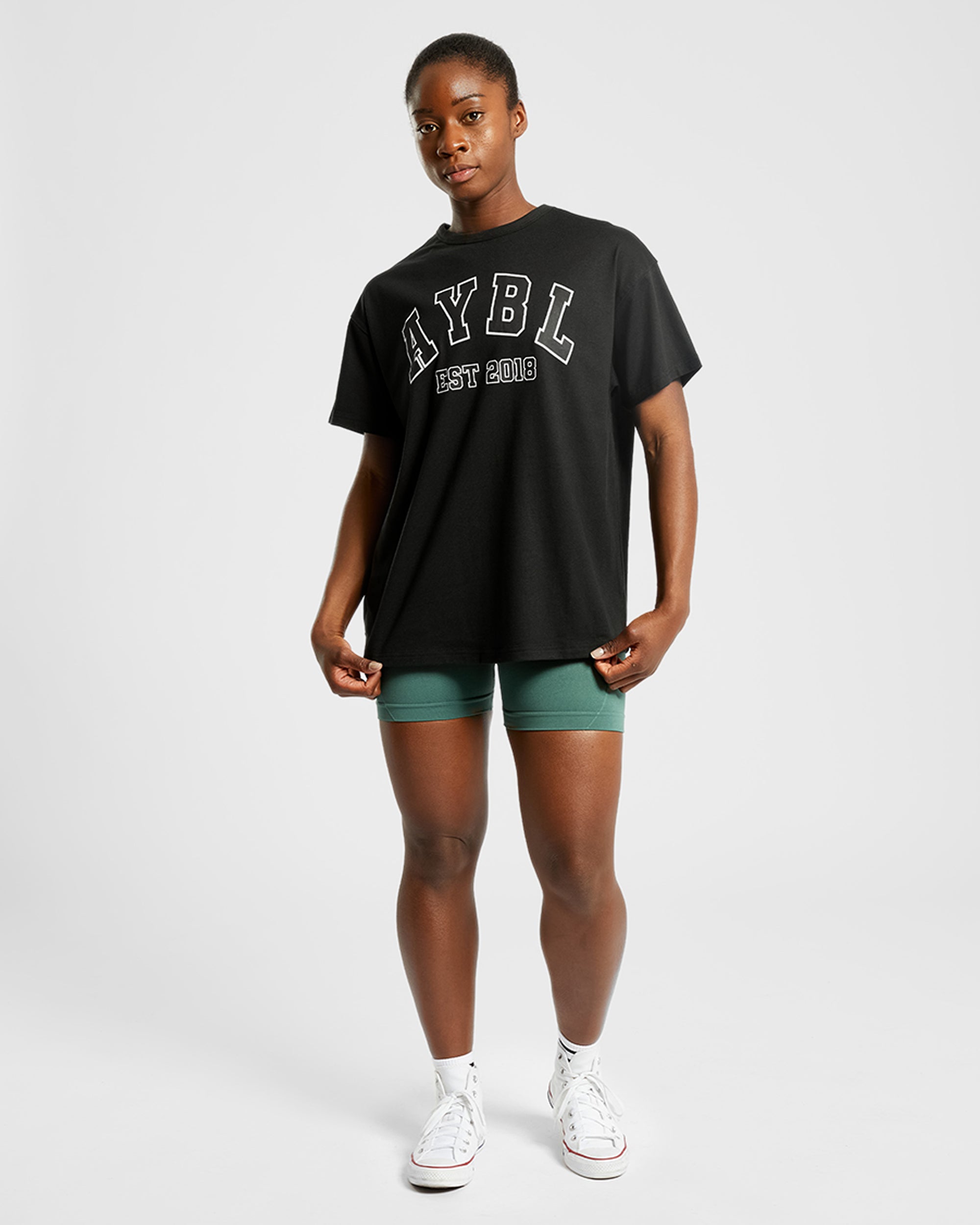 Varsity Oversized T Shirt - Zwart