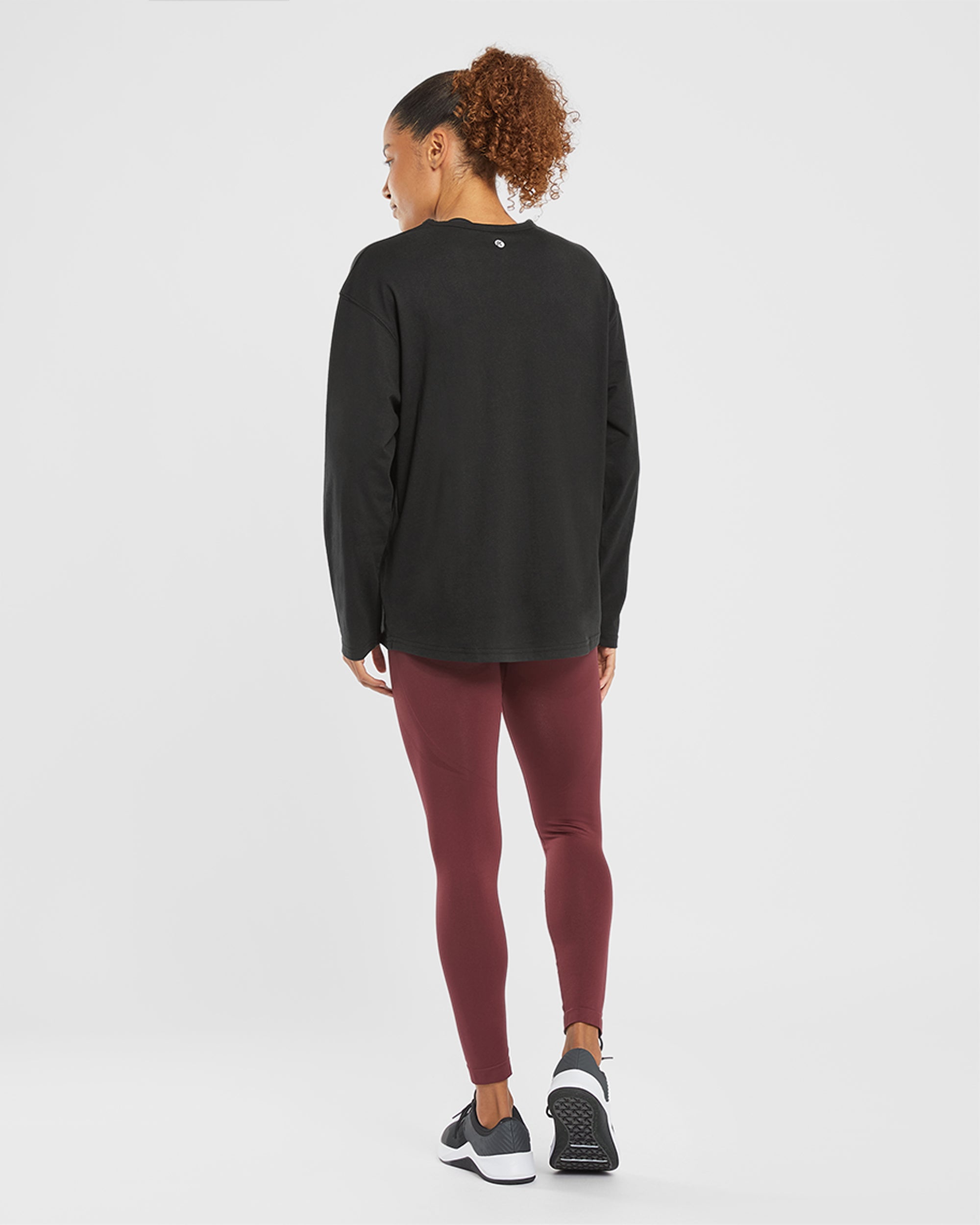 Essential Oversized Long Sleeve T Shirt - Zwart