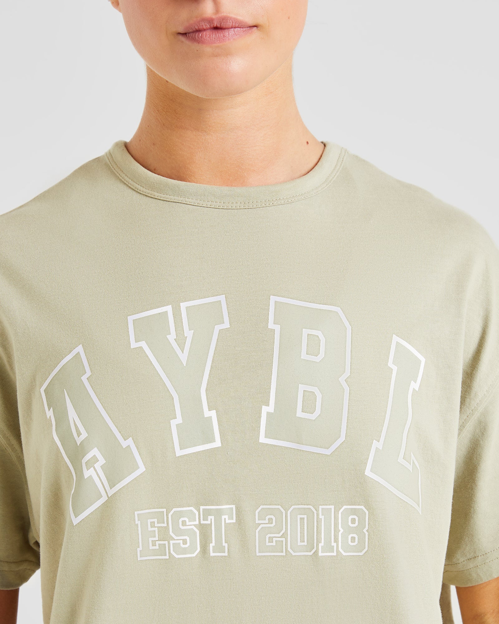 Varsity Oversized T Shirt - Olive Groen