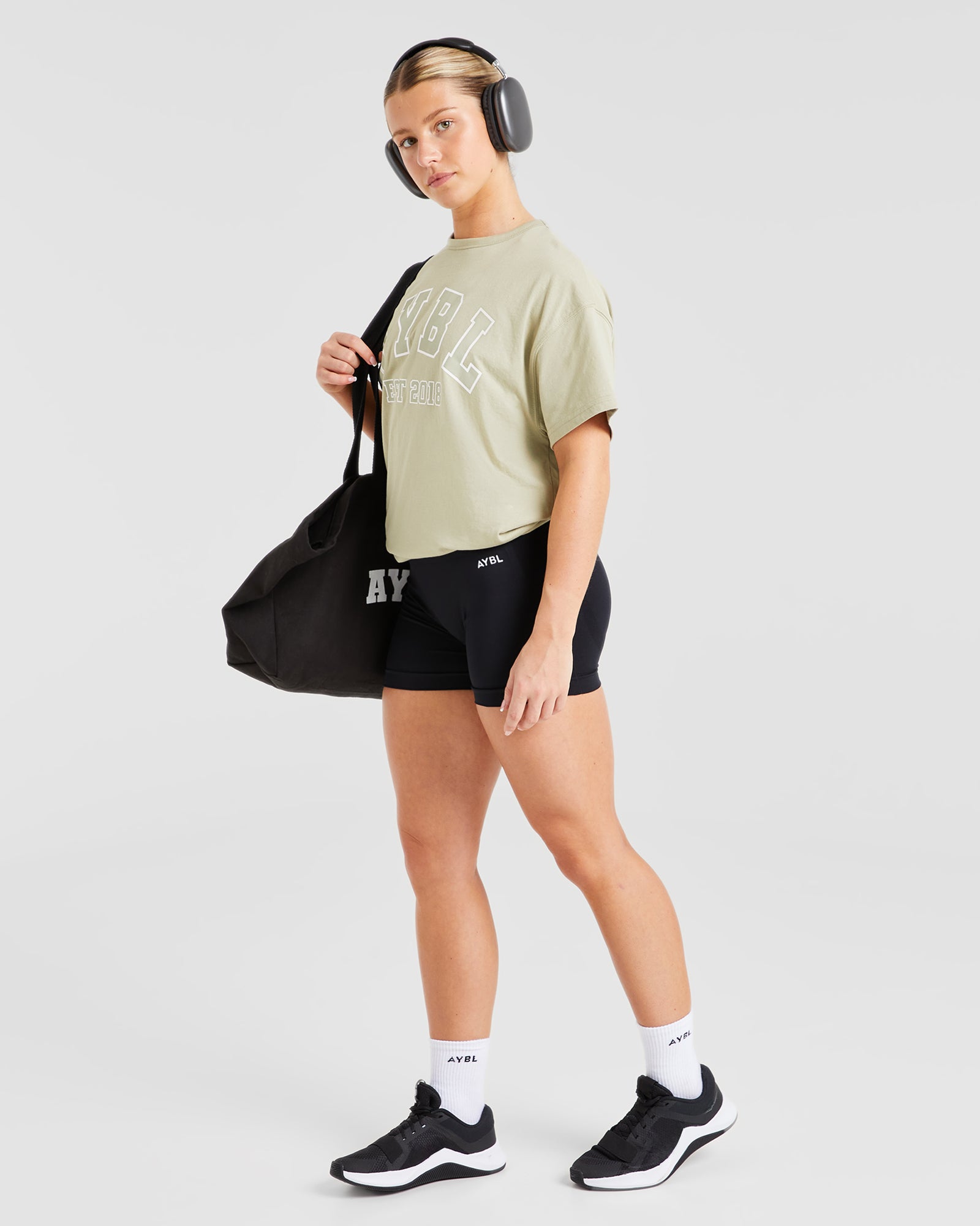 Varsity Oversized T Shirt - Olive Groen