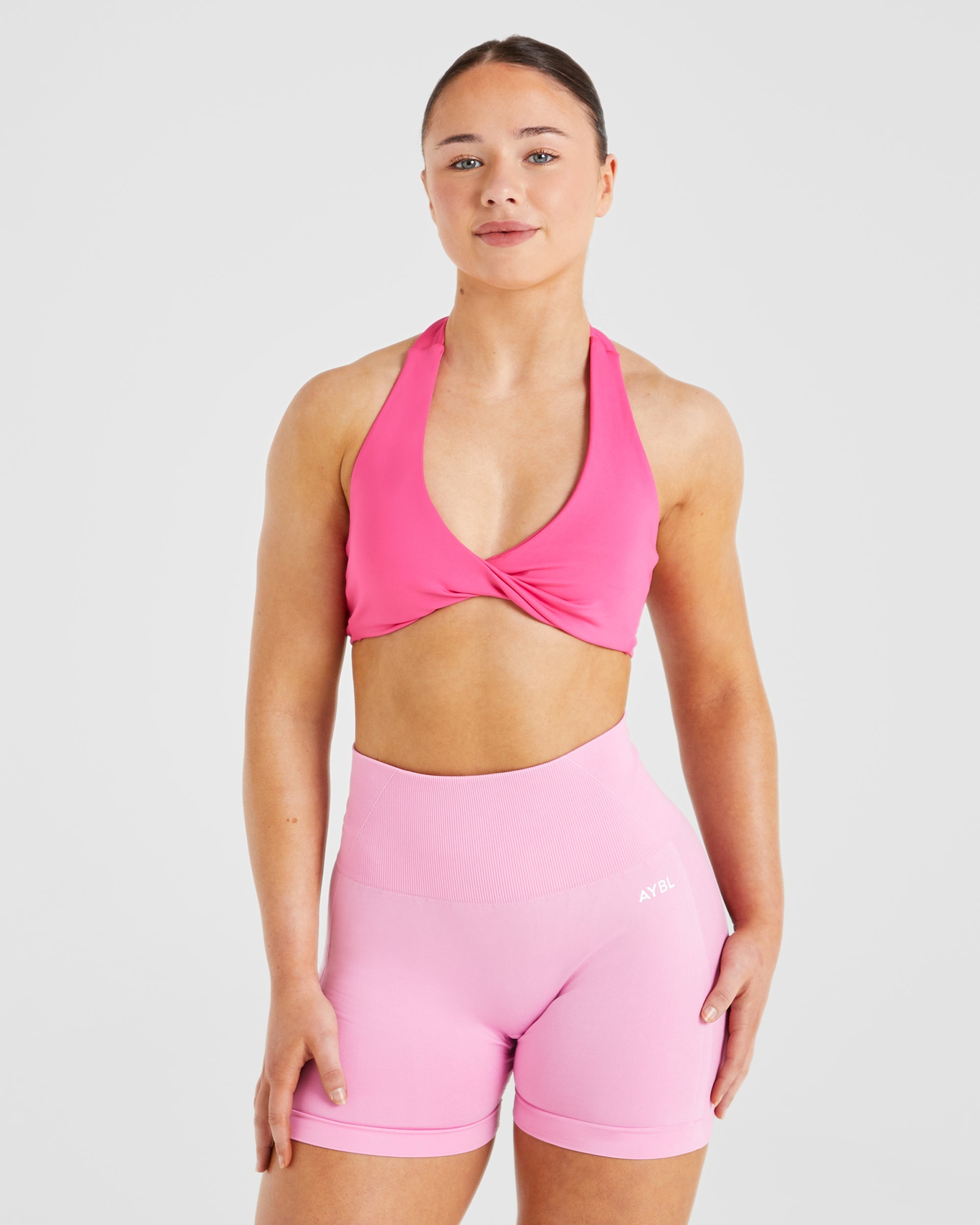 Essential Halterneck Sports Bra - Warm Roze