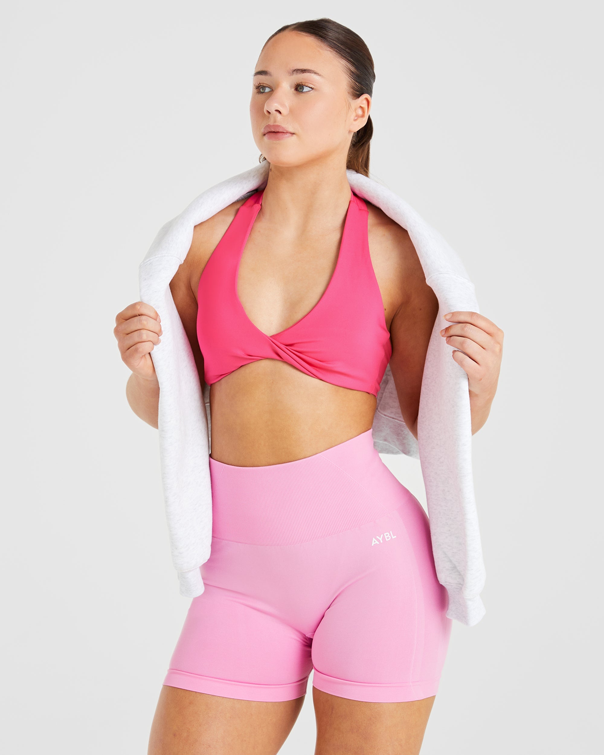 Essential Halterneck Sports Bra - Warm Roze