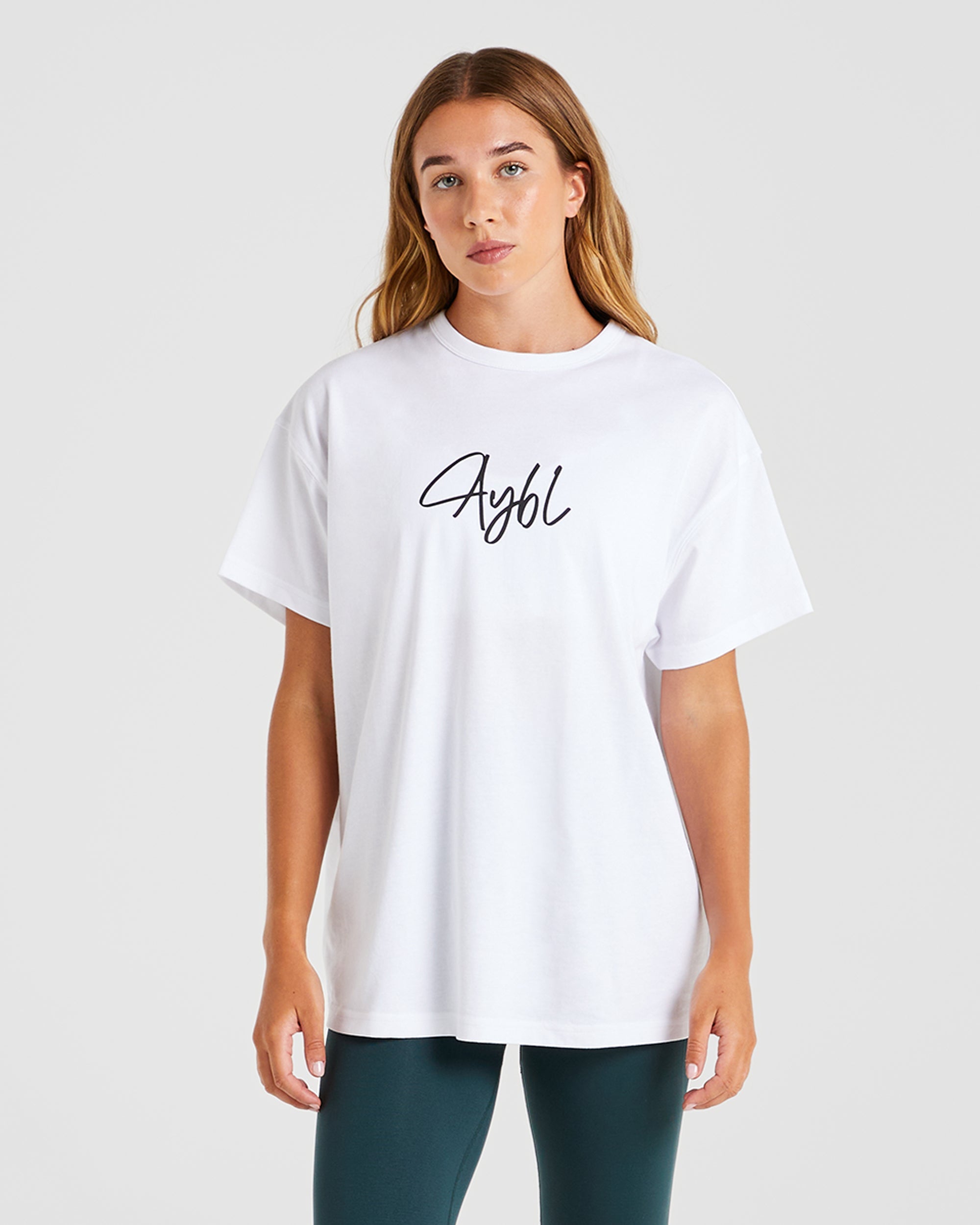 AYBL Script Oversized T Shirt - Wit