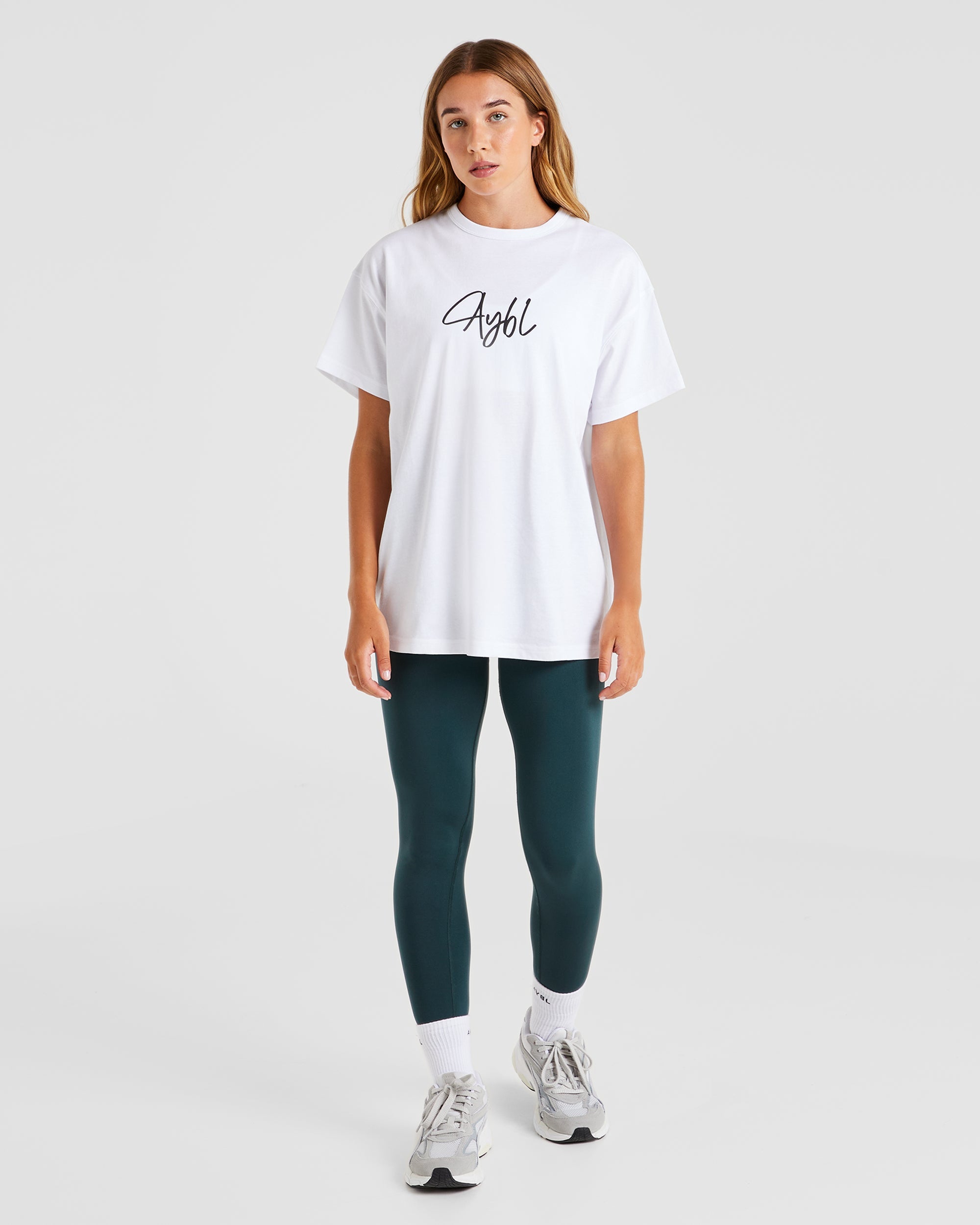 AYBL Script Oversized T Shirt - Wit