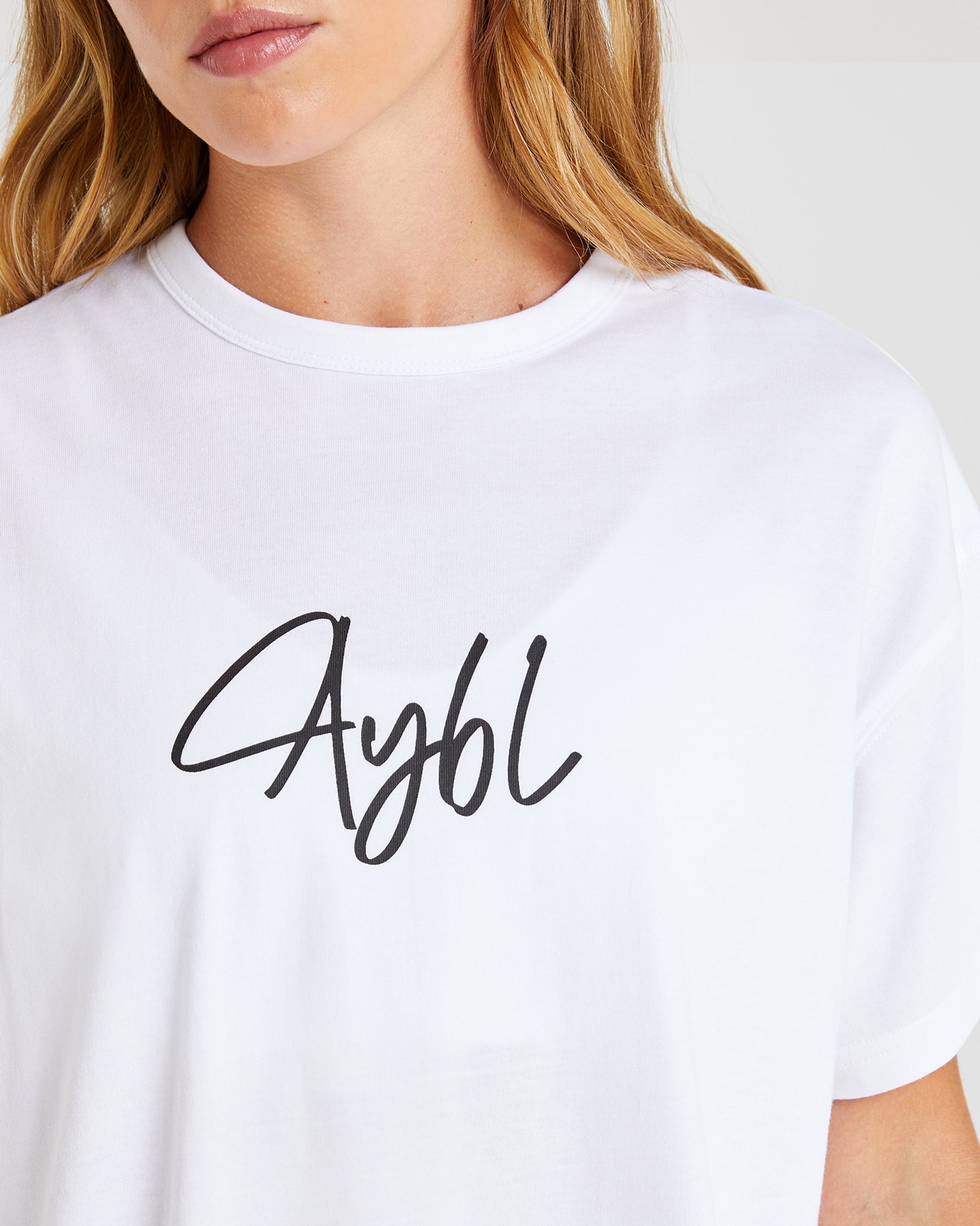 AYBL Script Oversized T Shirt - Wit