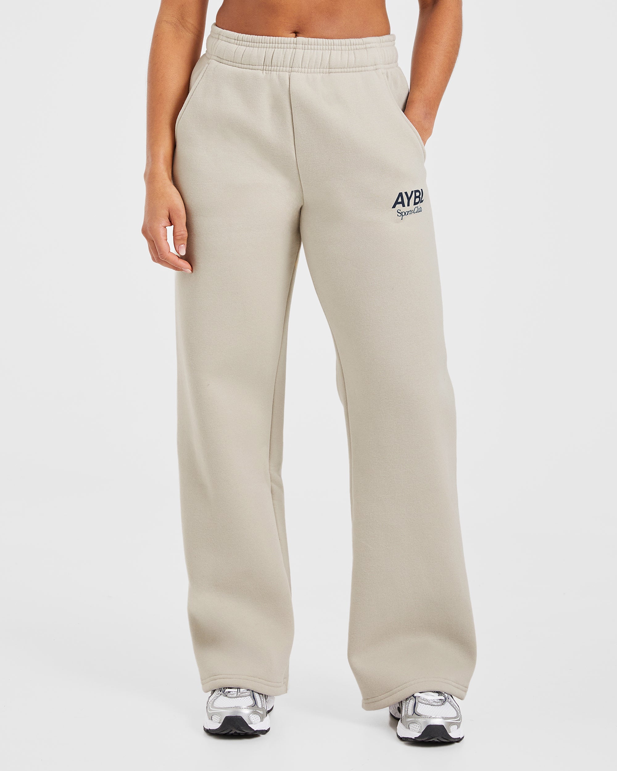 AYBL Sports Club Oversized Straight Leg Joggers - Sand/Navy