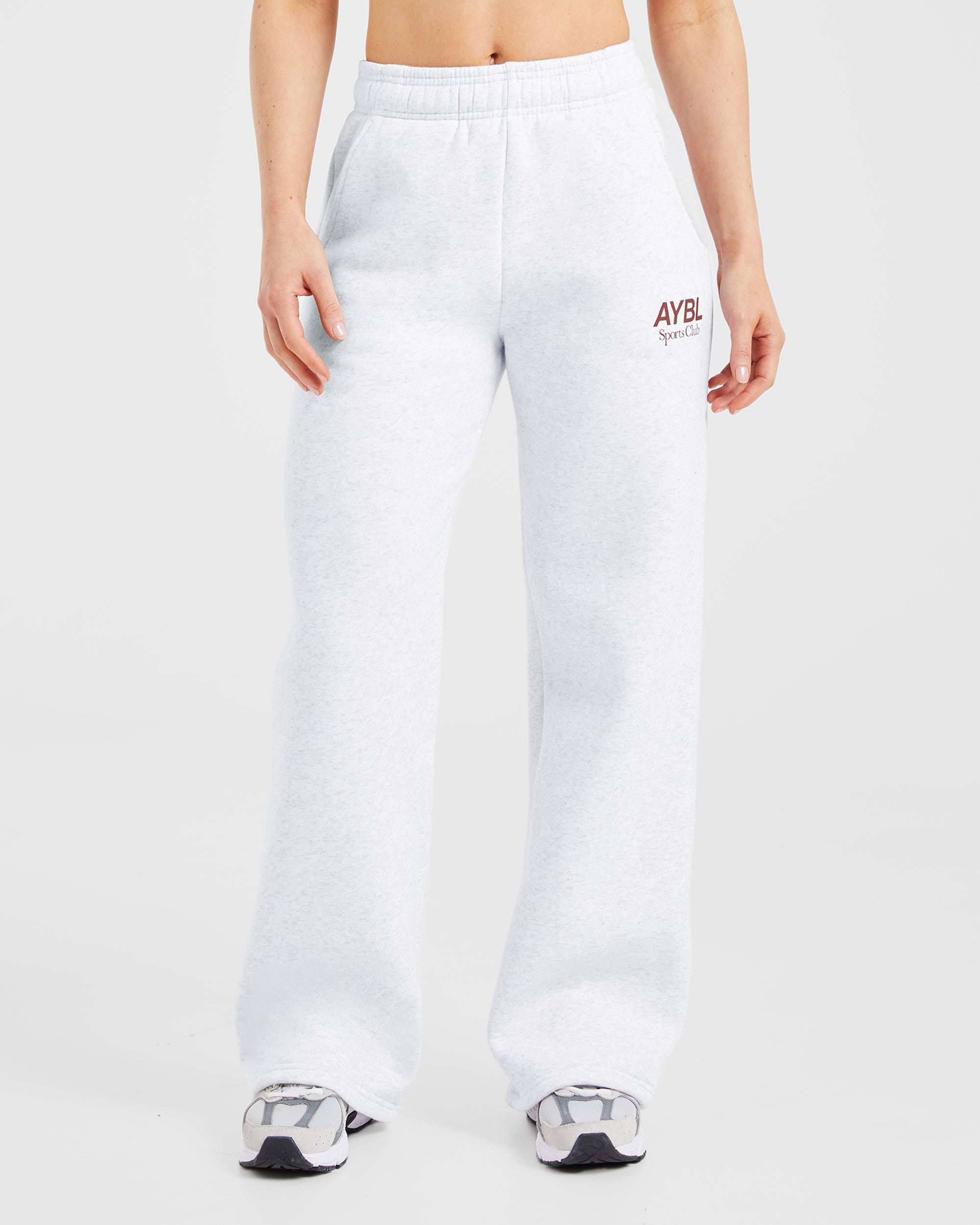 AYBL Sports Club Oversized Straight Leg Joggers - Grijs Marl/Burgundy