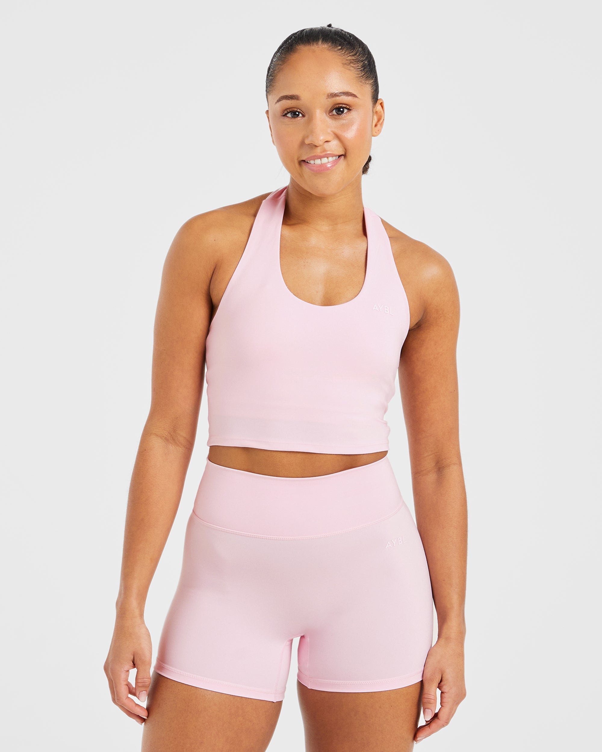 Staple Halterneck Crop Top - Pastel Roze