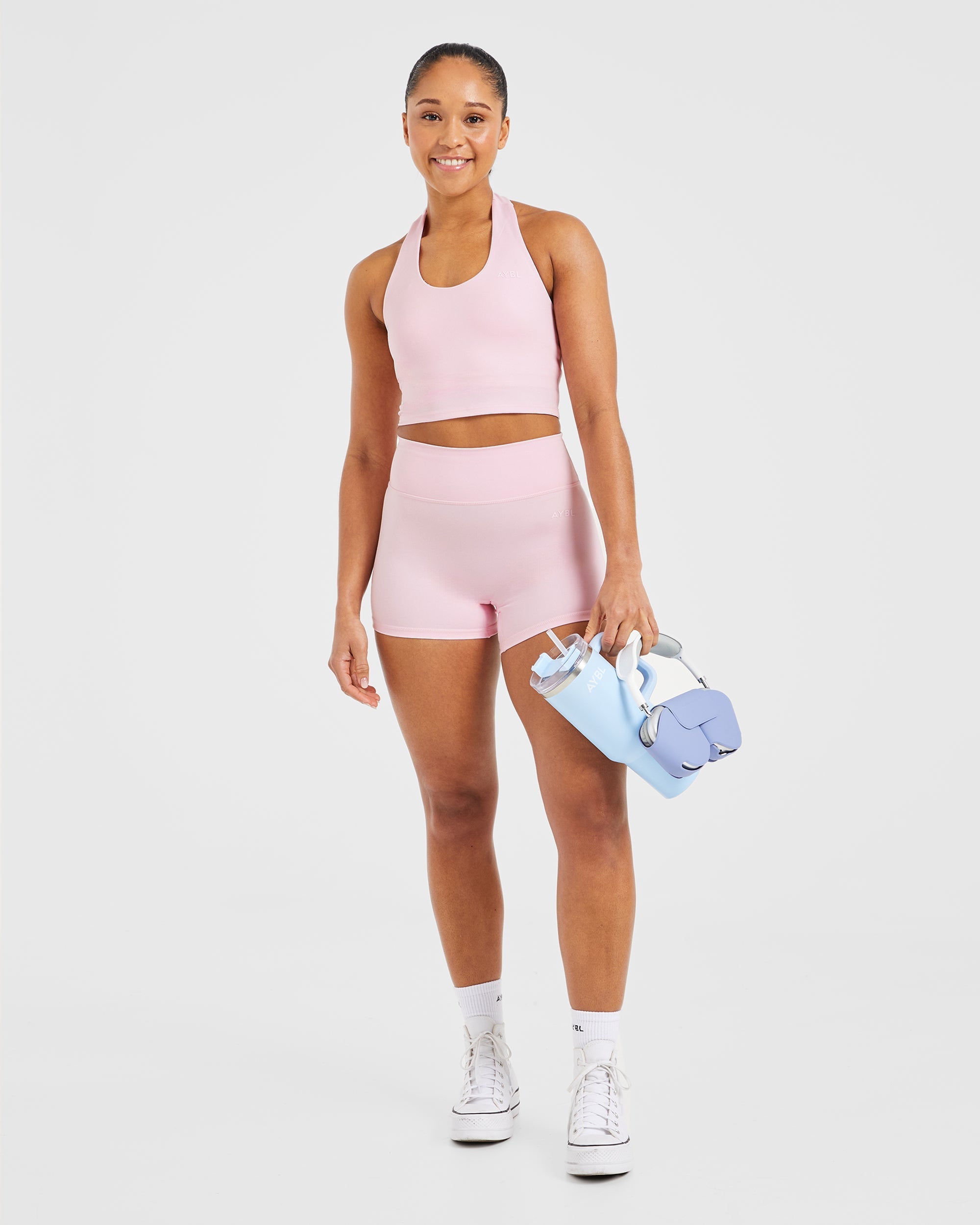 Staple Halterneck Crop Top - Pastel Roze