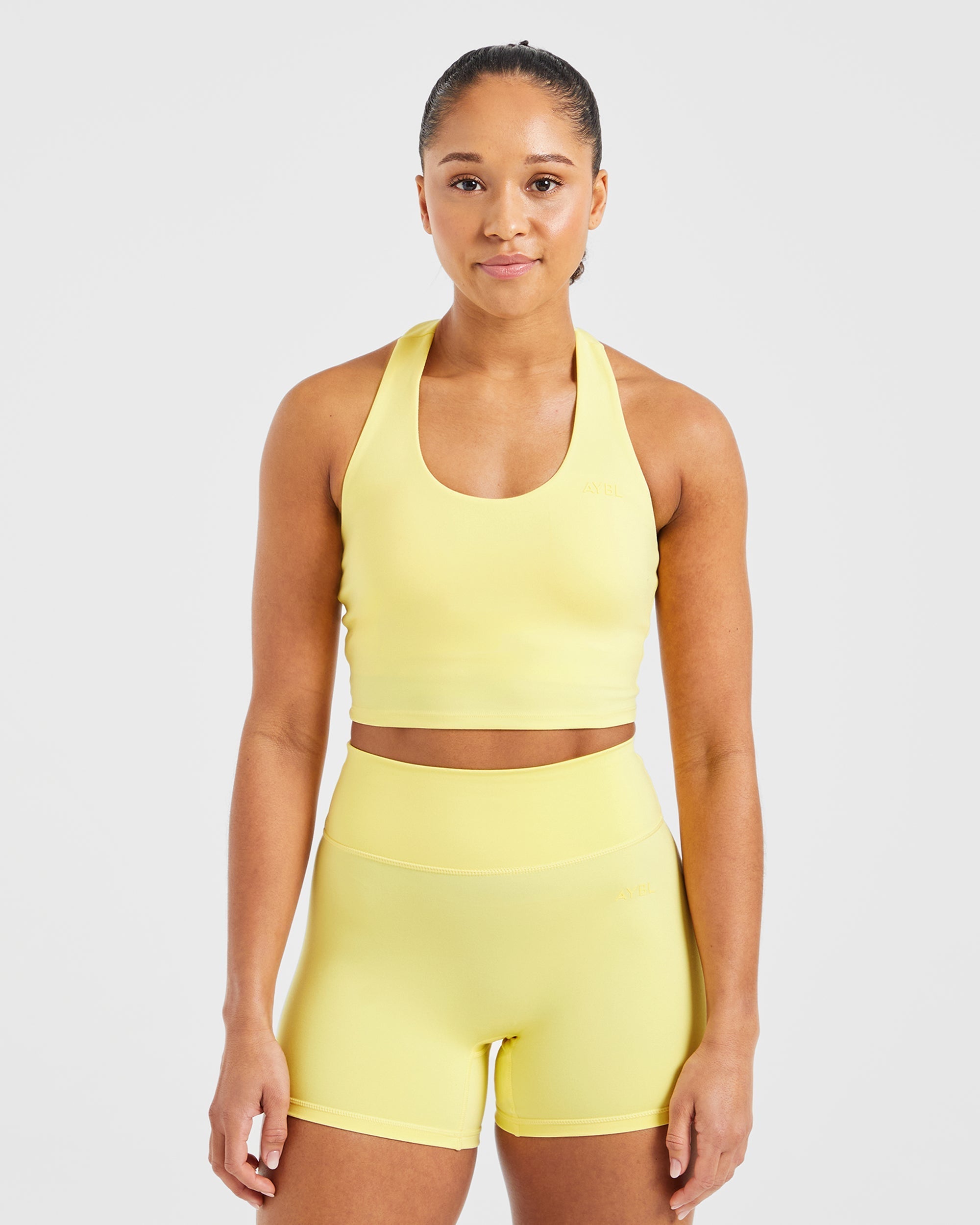 Staple Halterneck Crop Top - Pastel Lemon