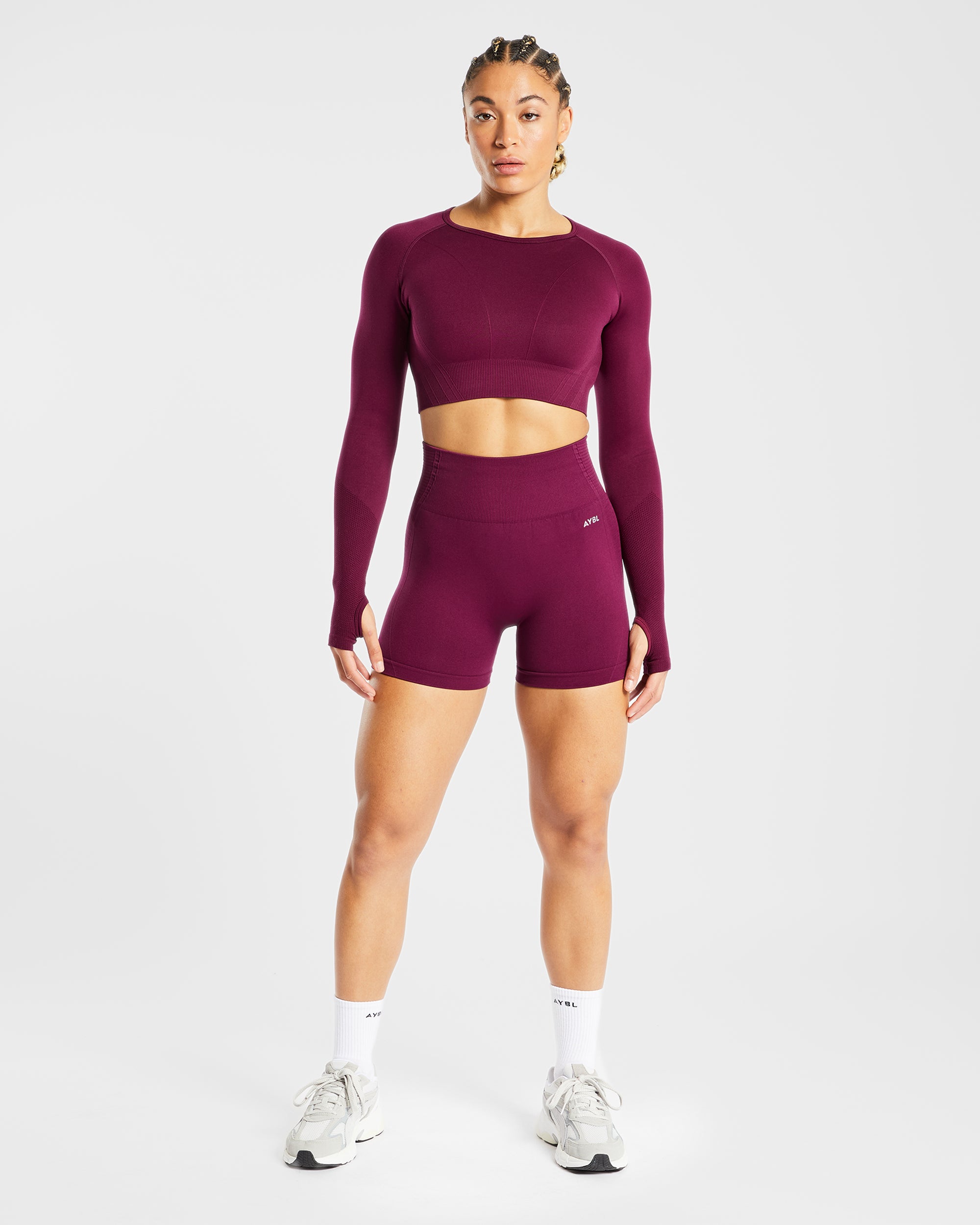 Balance V2 Seamless Long Sleeve Crop Top - Paars Wine