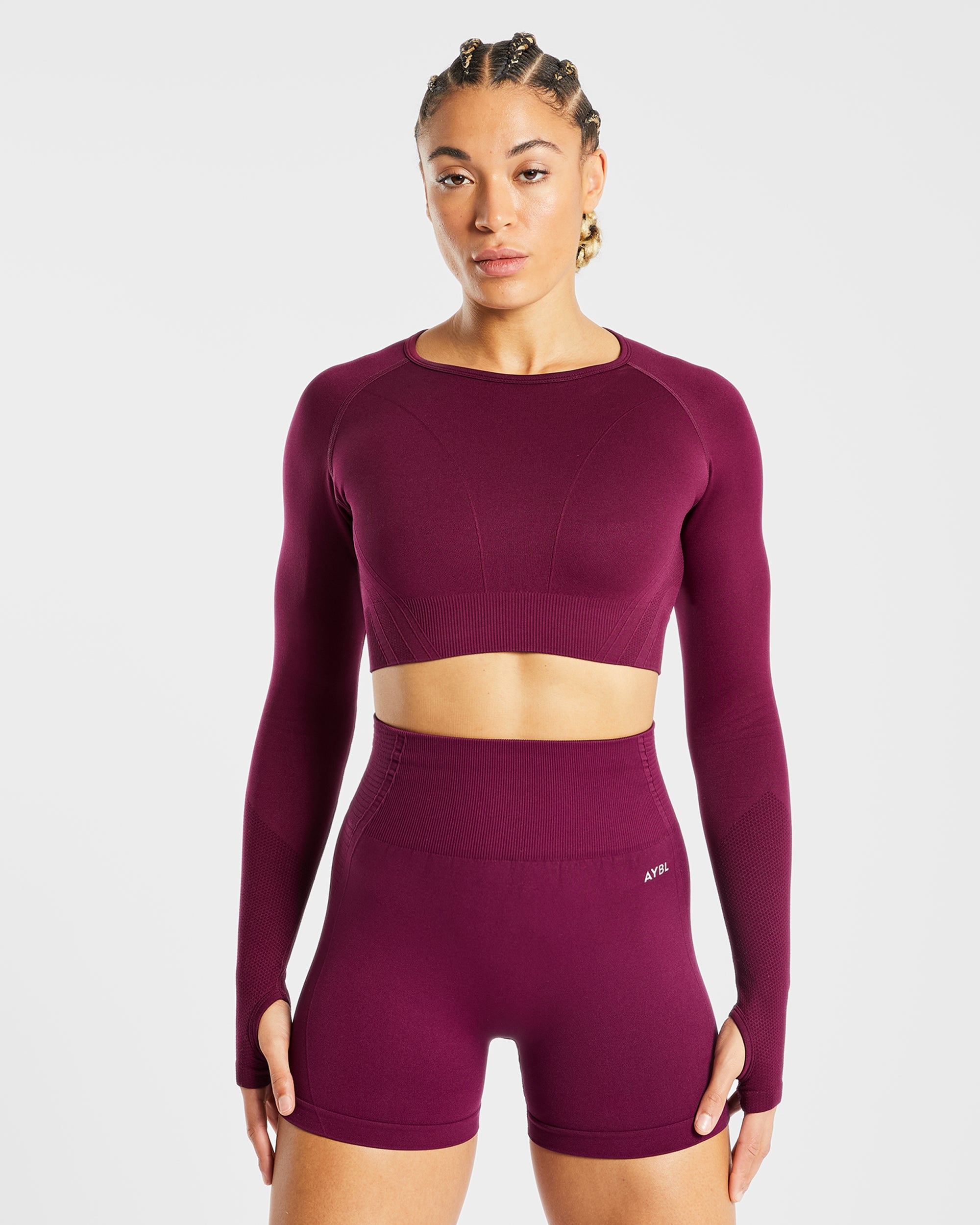 Balance V2 Seamless Long Sleeve Crop Top - Paars Wine