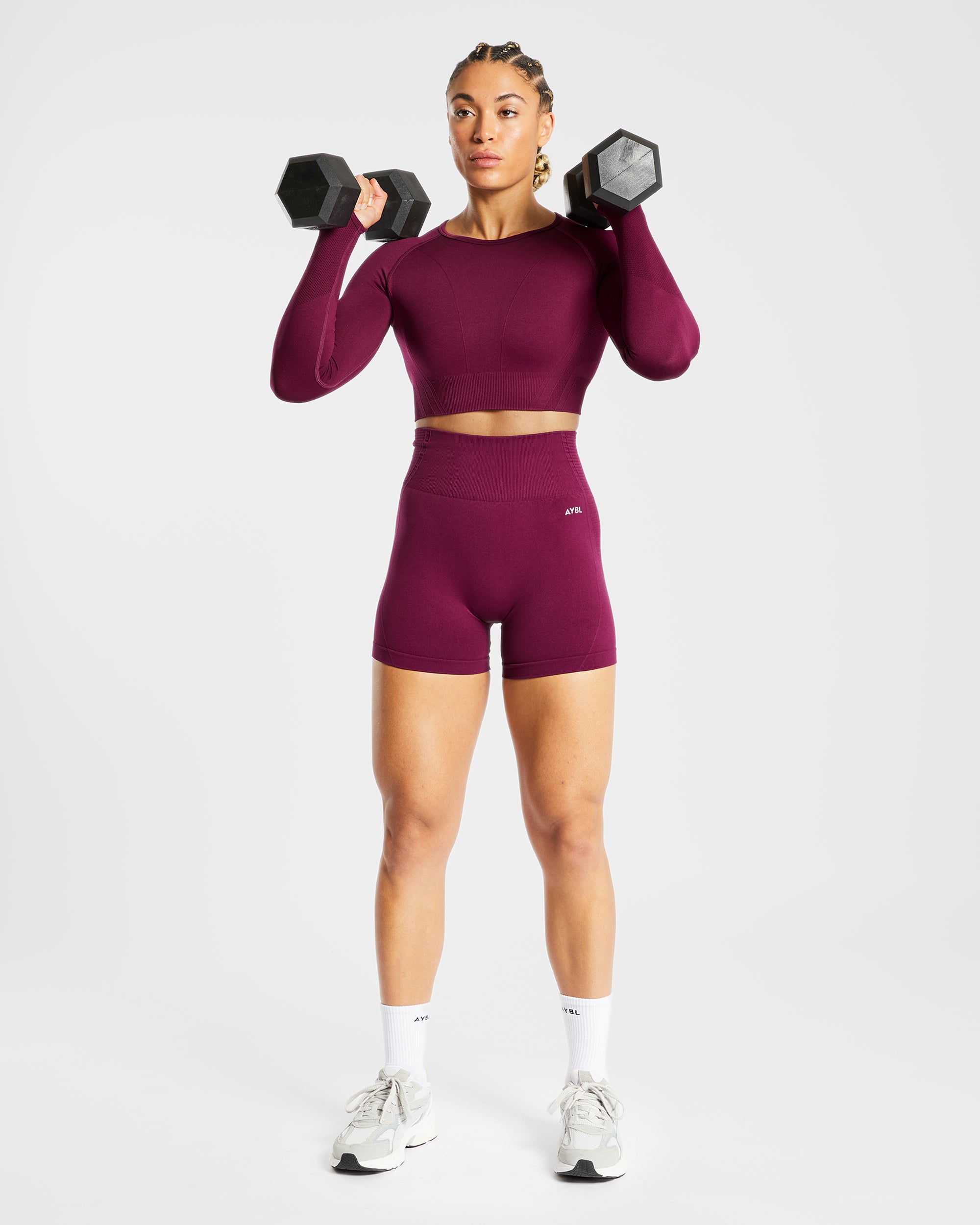 Balance V2 Seamless Long Sleeve Crop Top - Paars Wine