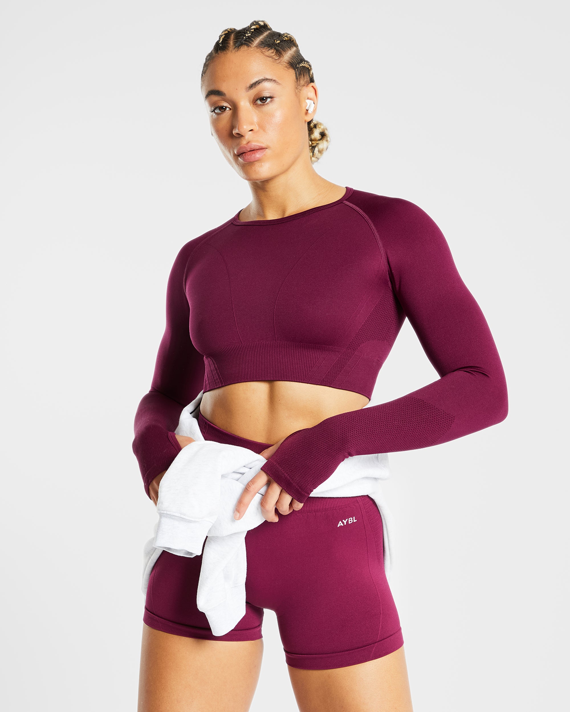 Balance V2 Seamless Long Sleeve Crop Top - Paars Wine