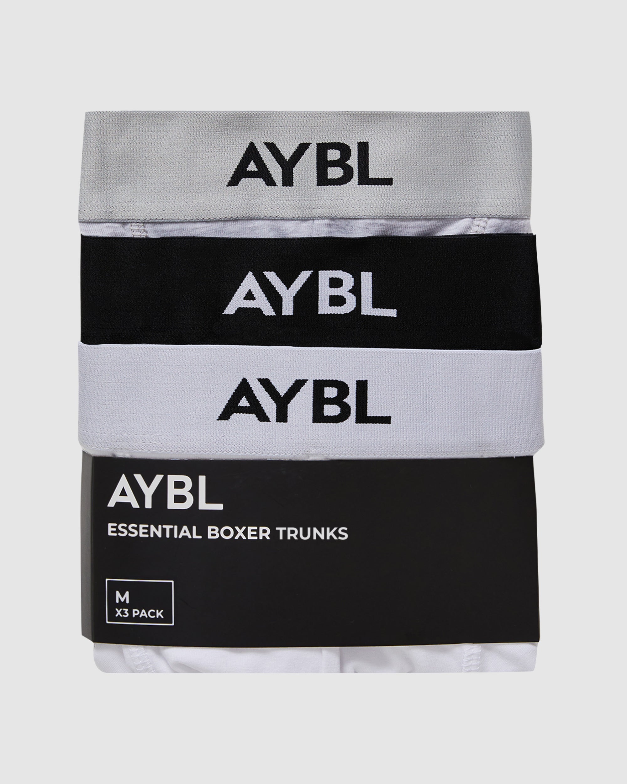 Essential Boxer Trunk (3 pack) - Zwart/Wit/Grijs