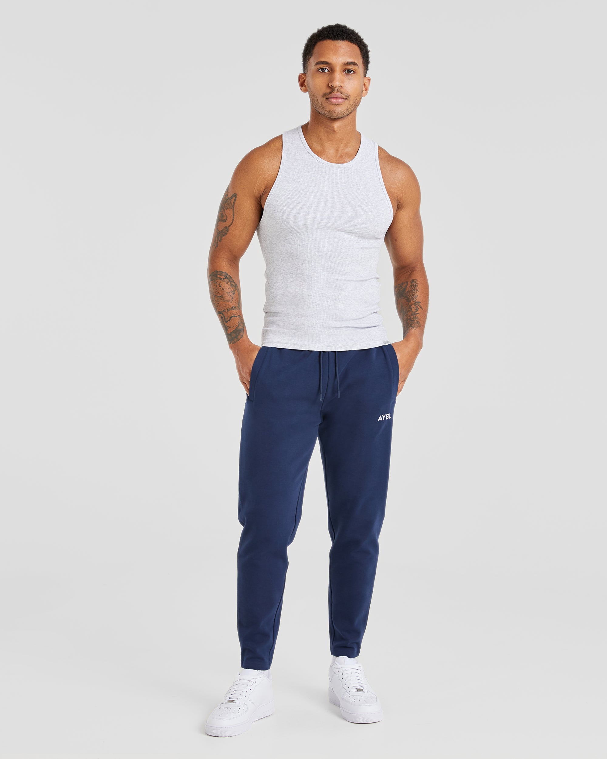 Essential Ribbed Tank - Licht Grijs Marl