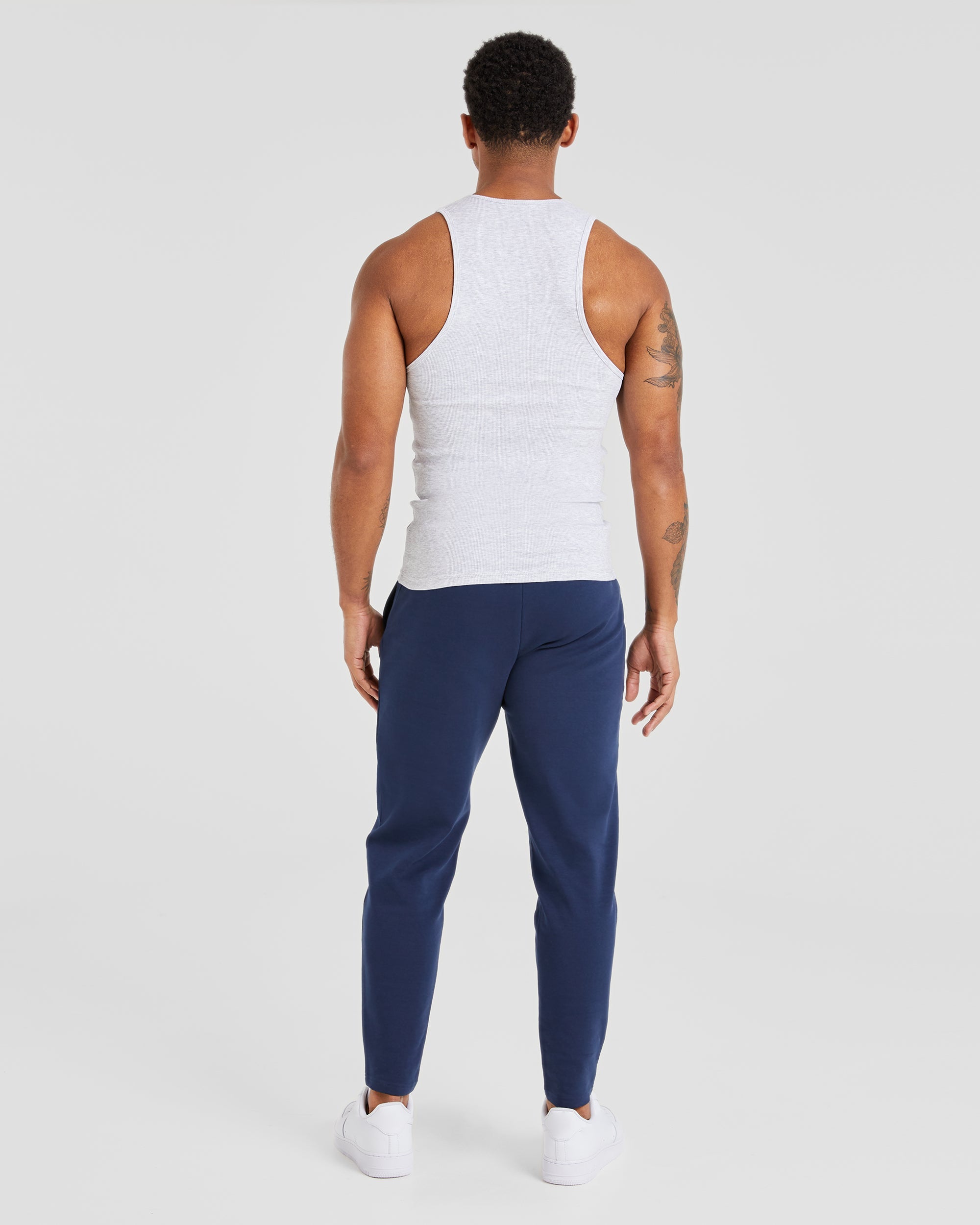 Essential Ribbed Tank - Licht Grijs Marl