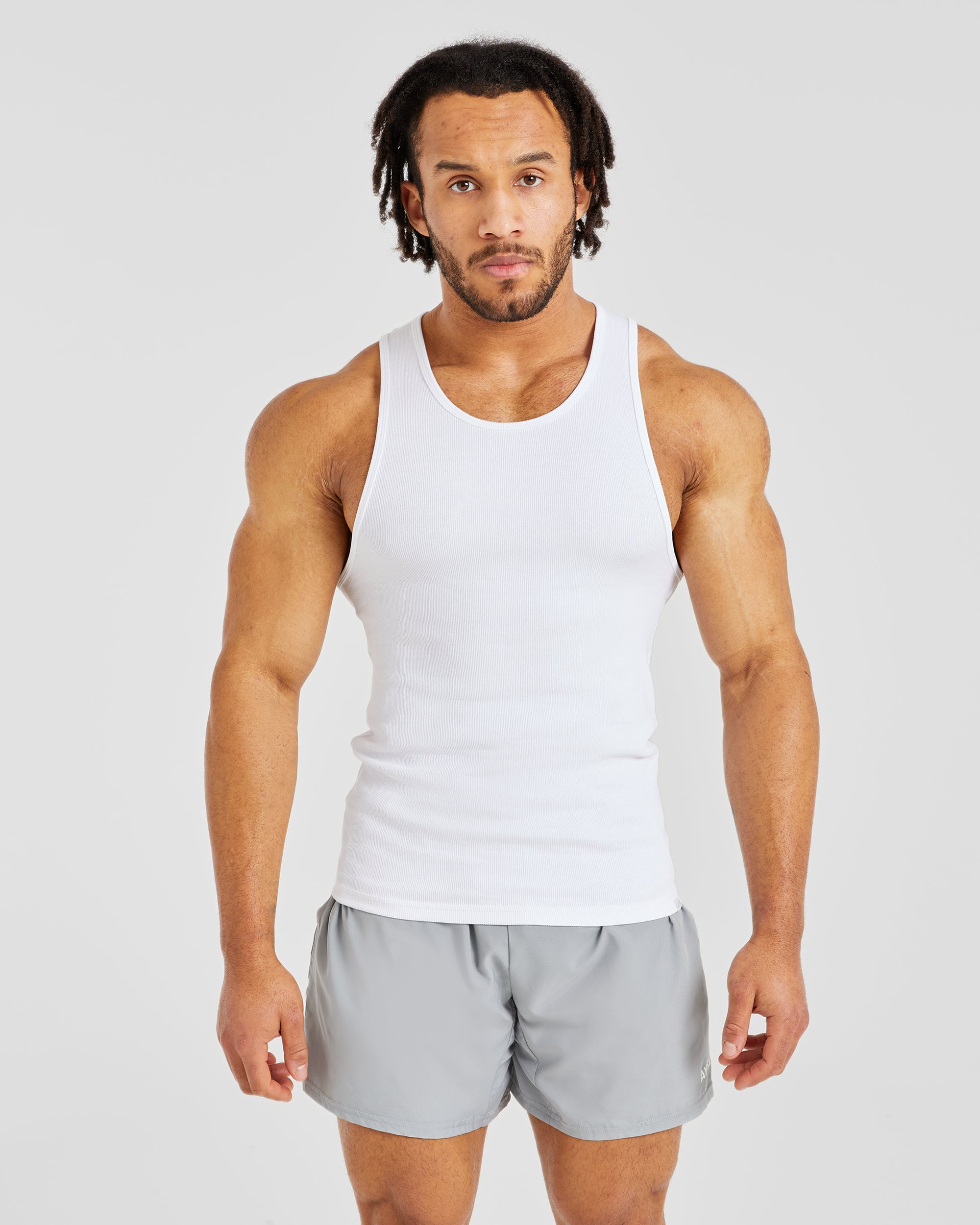 Muscle Ribbed Tank - Wit