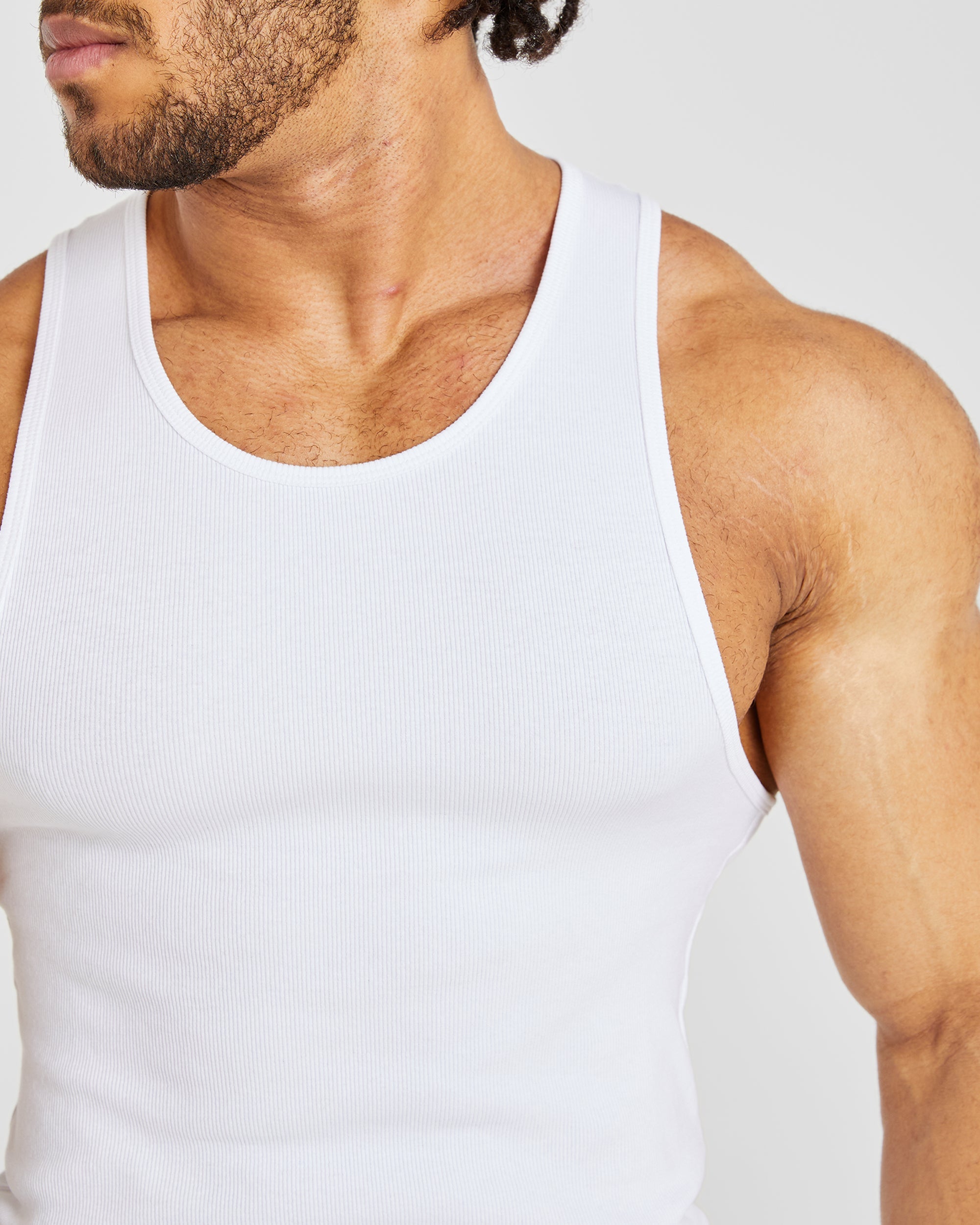 Muscle Ribbed Tank - Wit