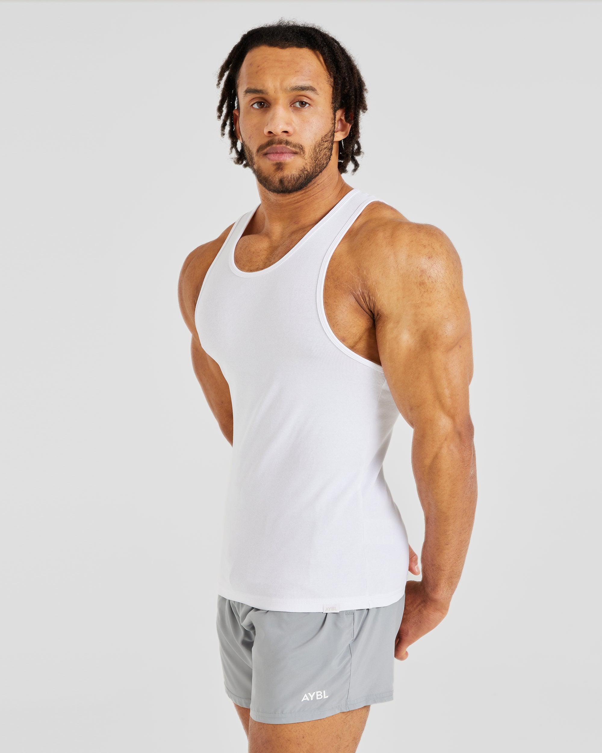 Muscle Ribbed Tank - Wit