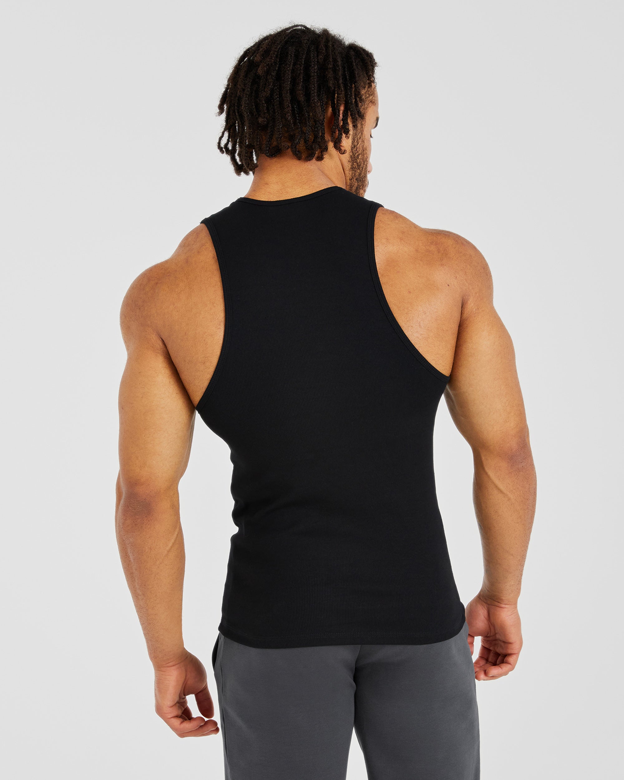 Essential Ribbed Tank - Zwart