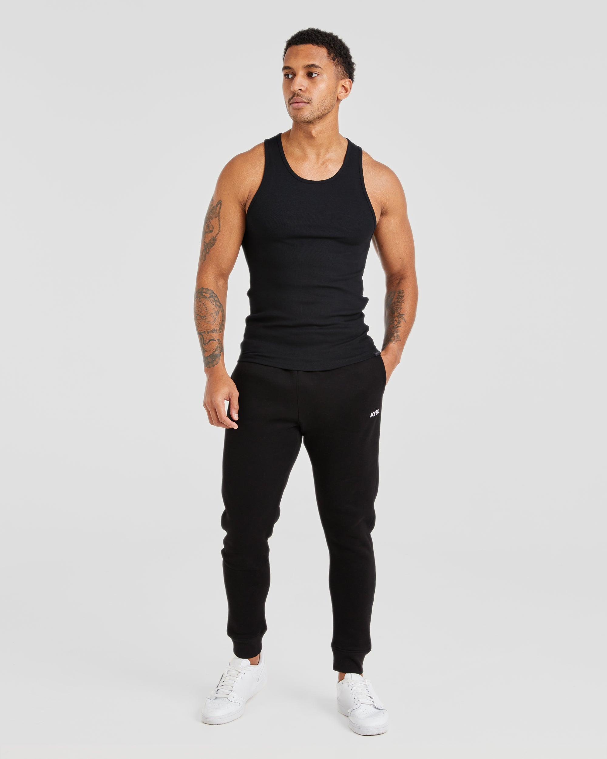 Muscle Ribbed Tank - Zwart