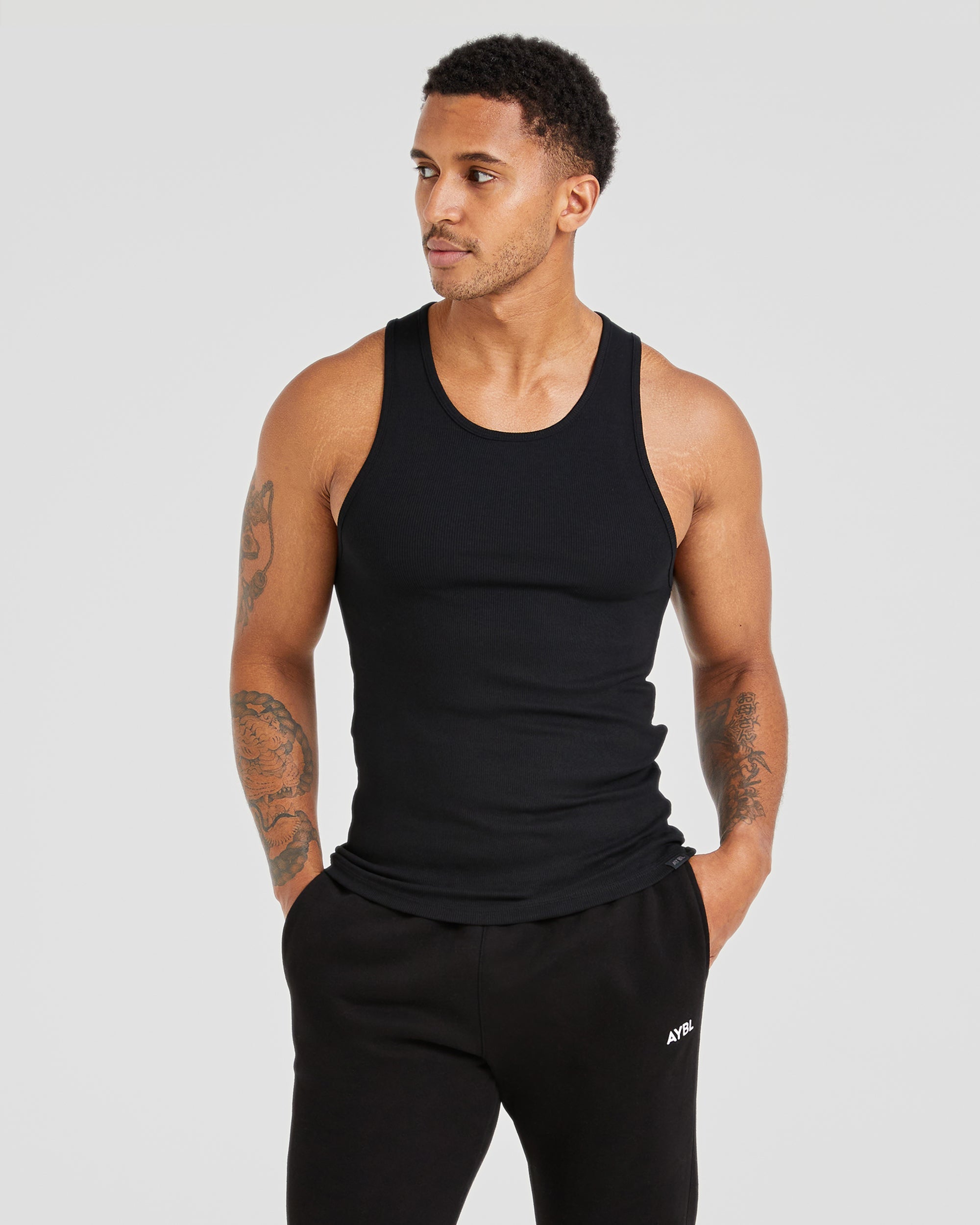 Muscle Ribbed Tank - Zwart