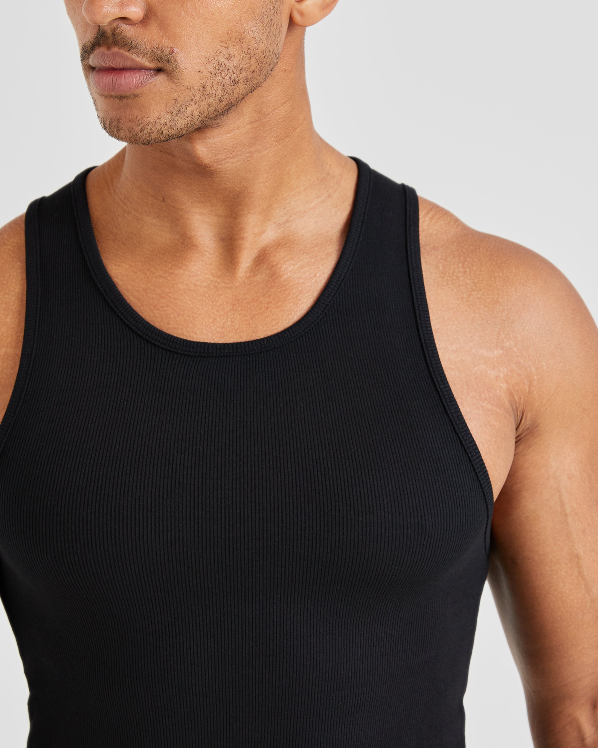 Muscle Ribbed Tank - Zwart