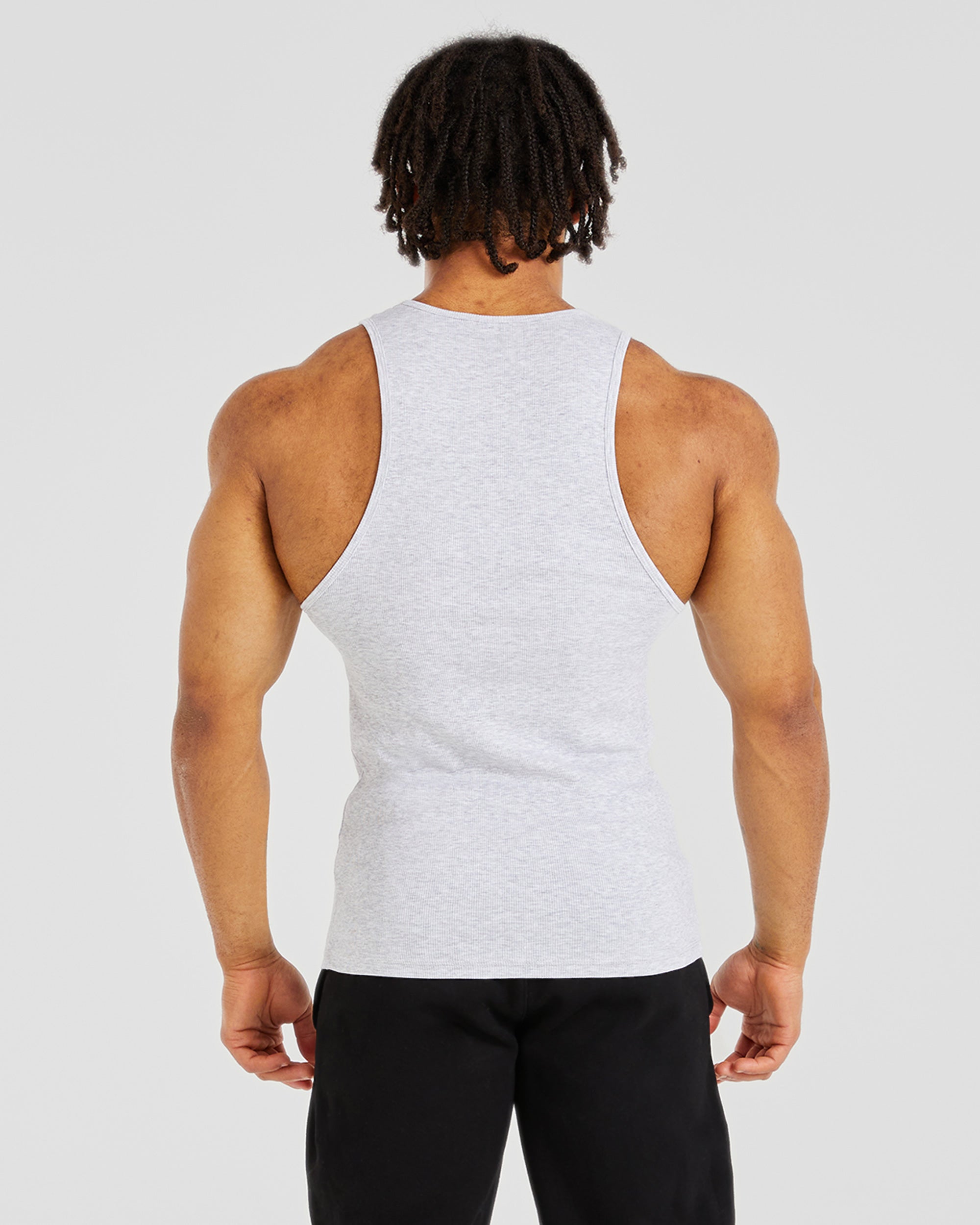 Muscle Ribbed Tank - Licht Grijs Marl