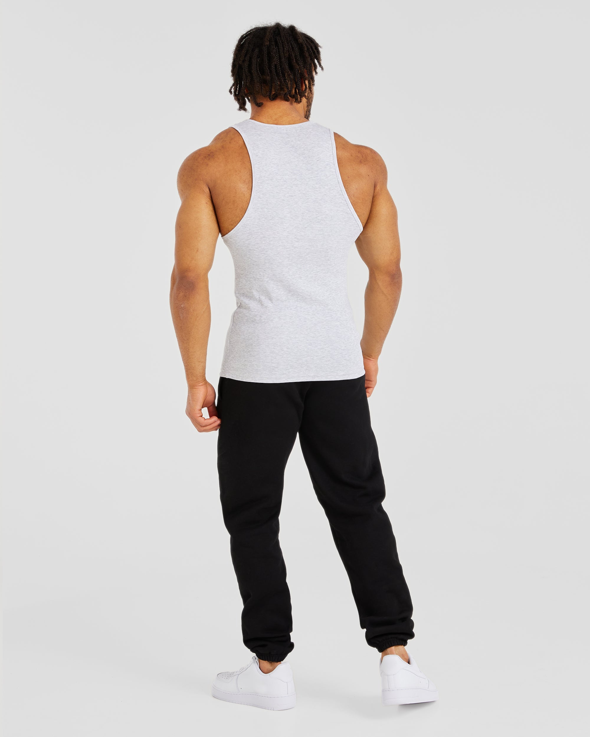 Muscle Ribbed Tank - Licht Grijs Marl