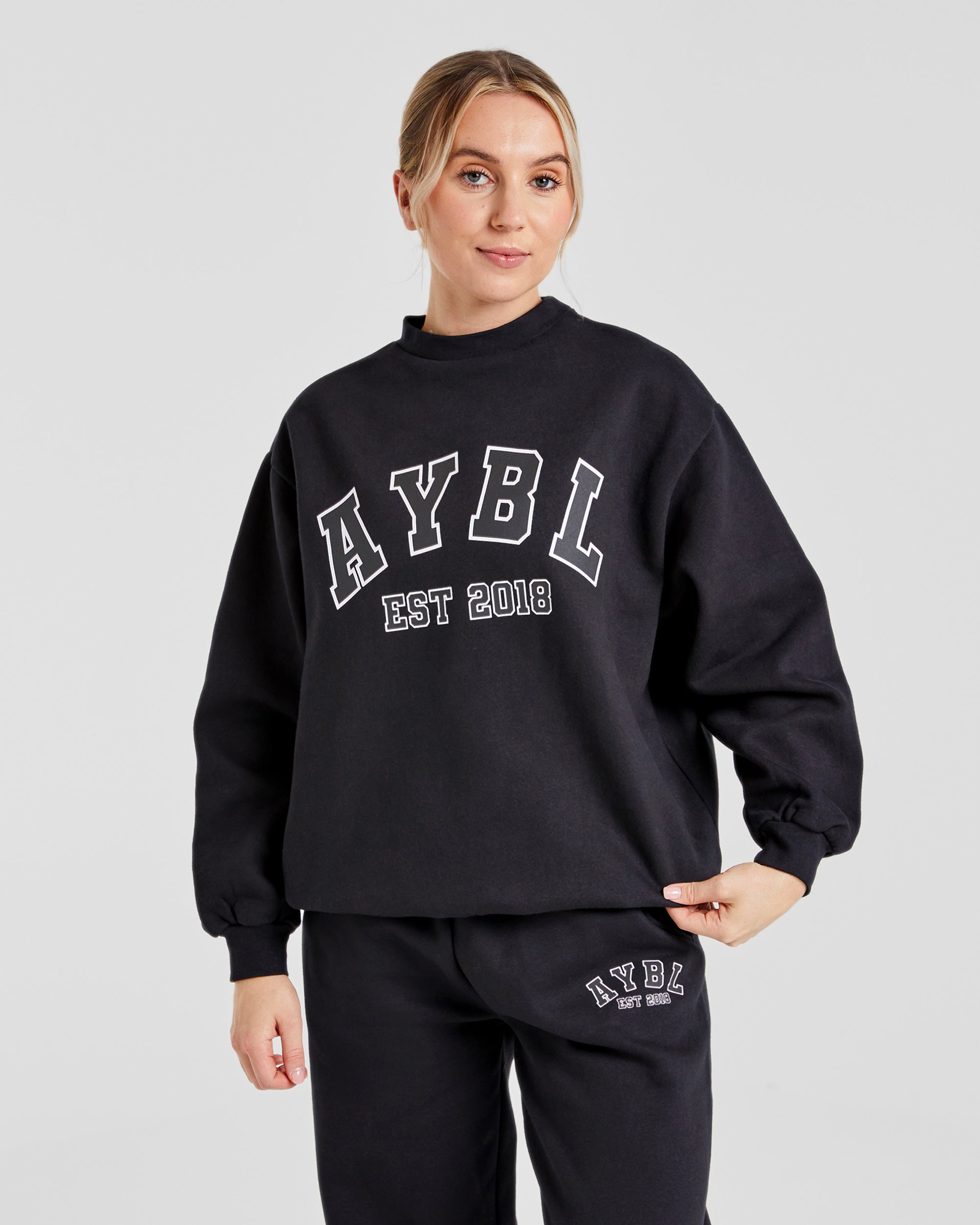 Varsity Graphic Oversized Sweatshirt - Zwart