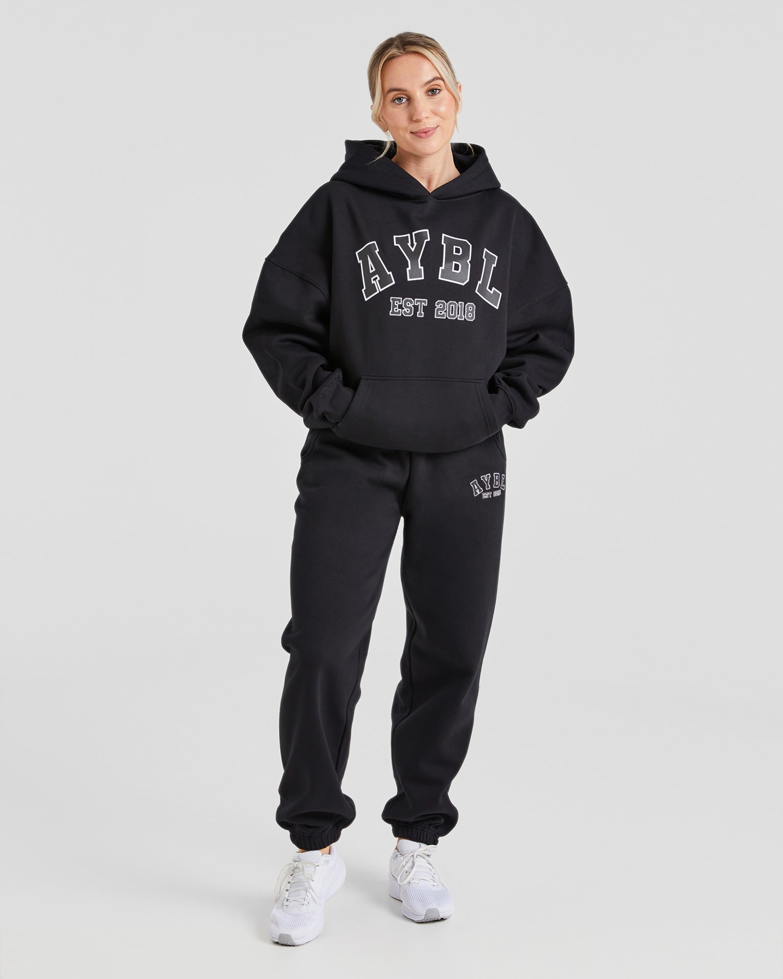 Varsity Graphic Oversized Hoodie - Zwart