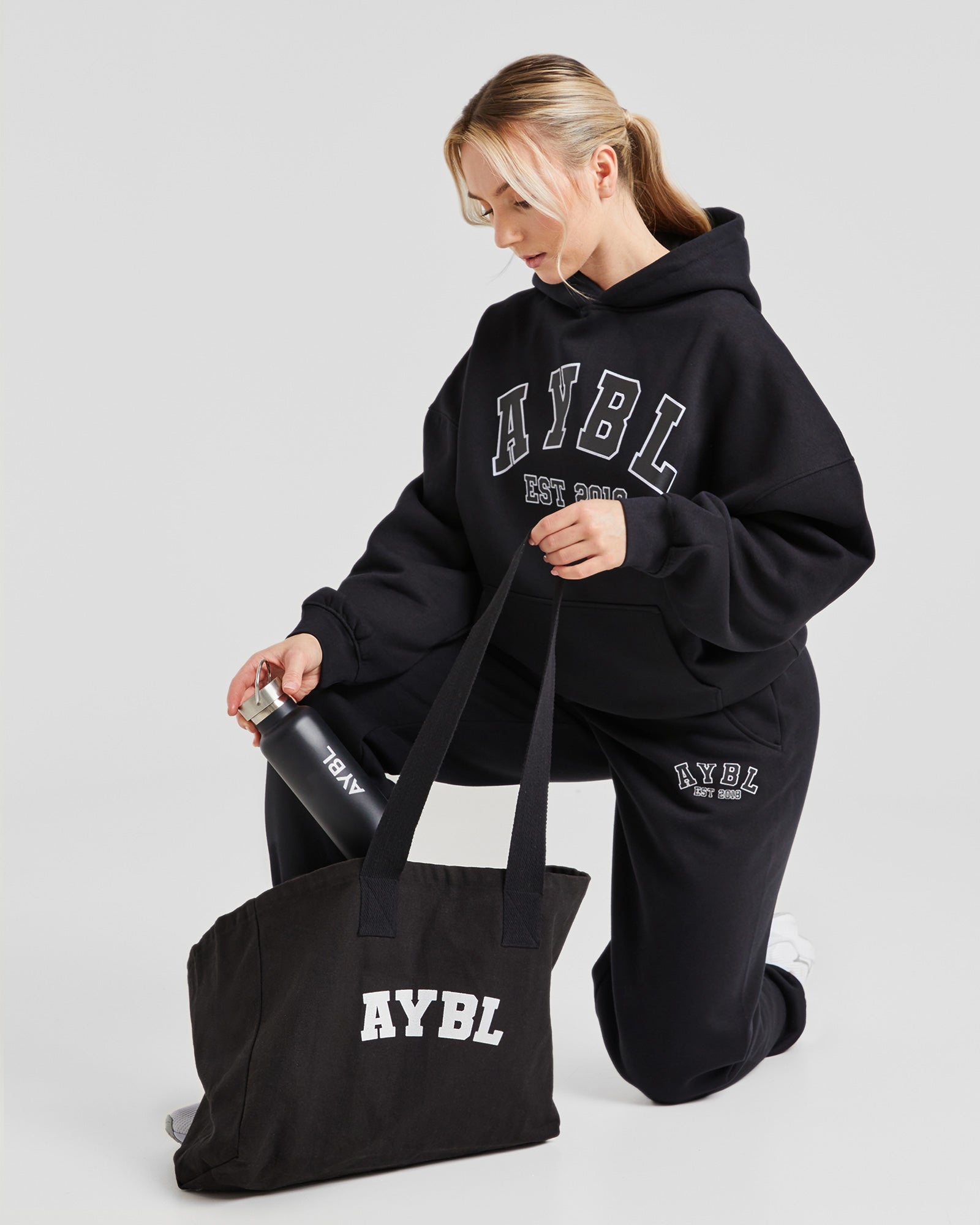 Varsity Graphic Oversized Hoodie - Zwart