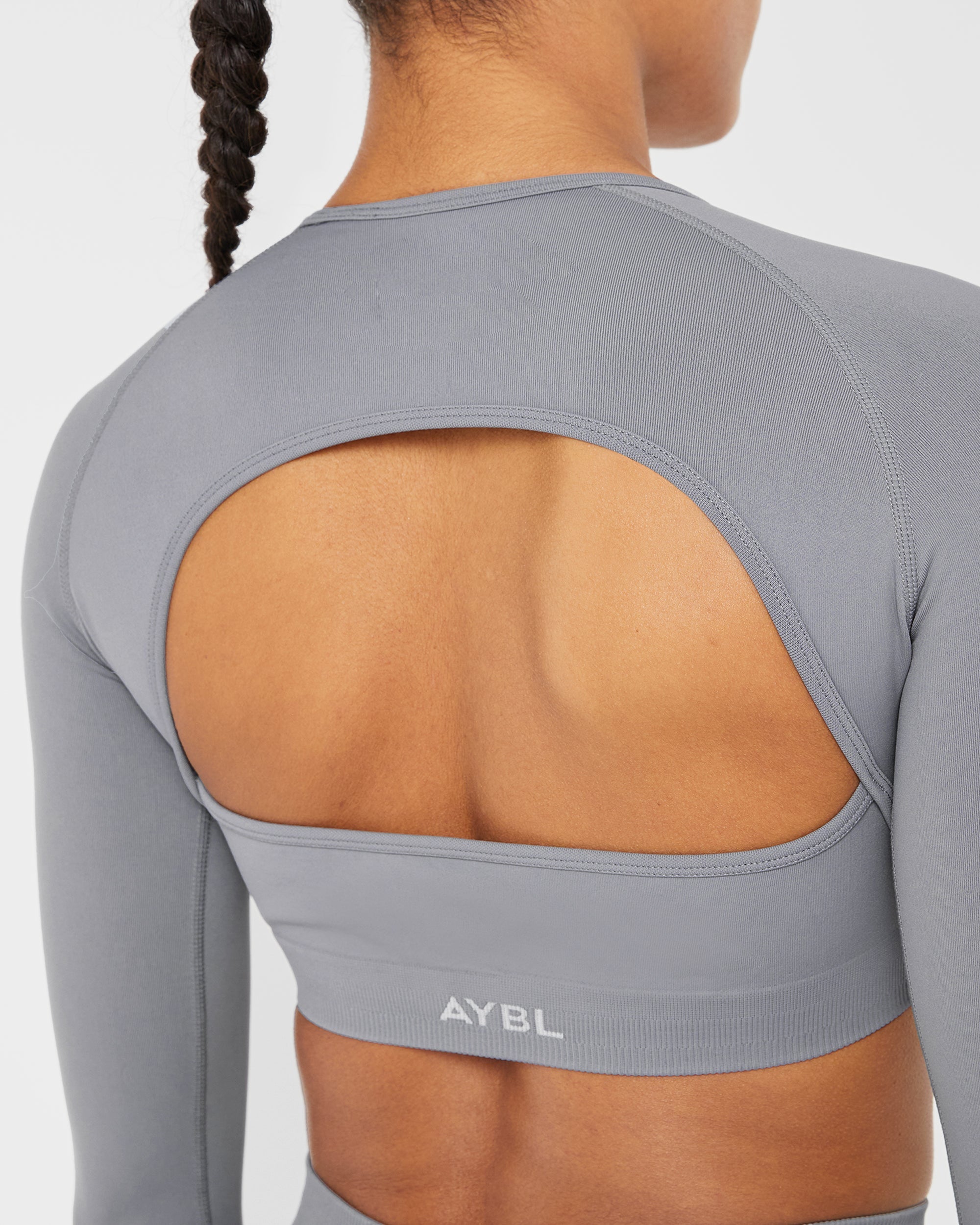 Power Seamless Long Sleeve Crop Top - Grijs