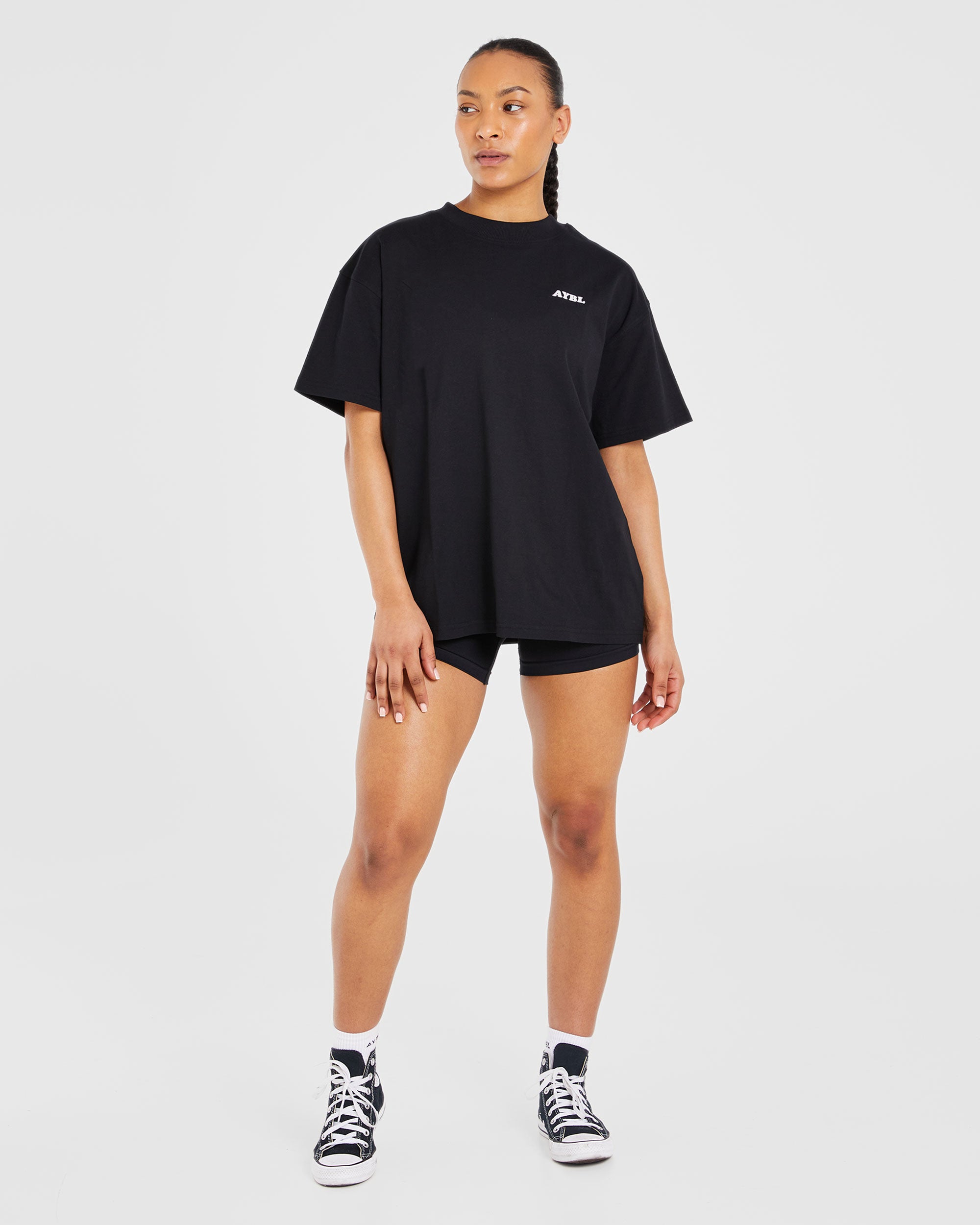 Sports Club Wavy Oversized T Shirt - Zwart