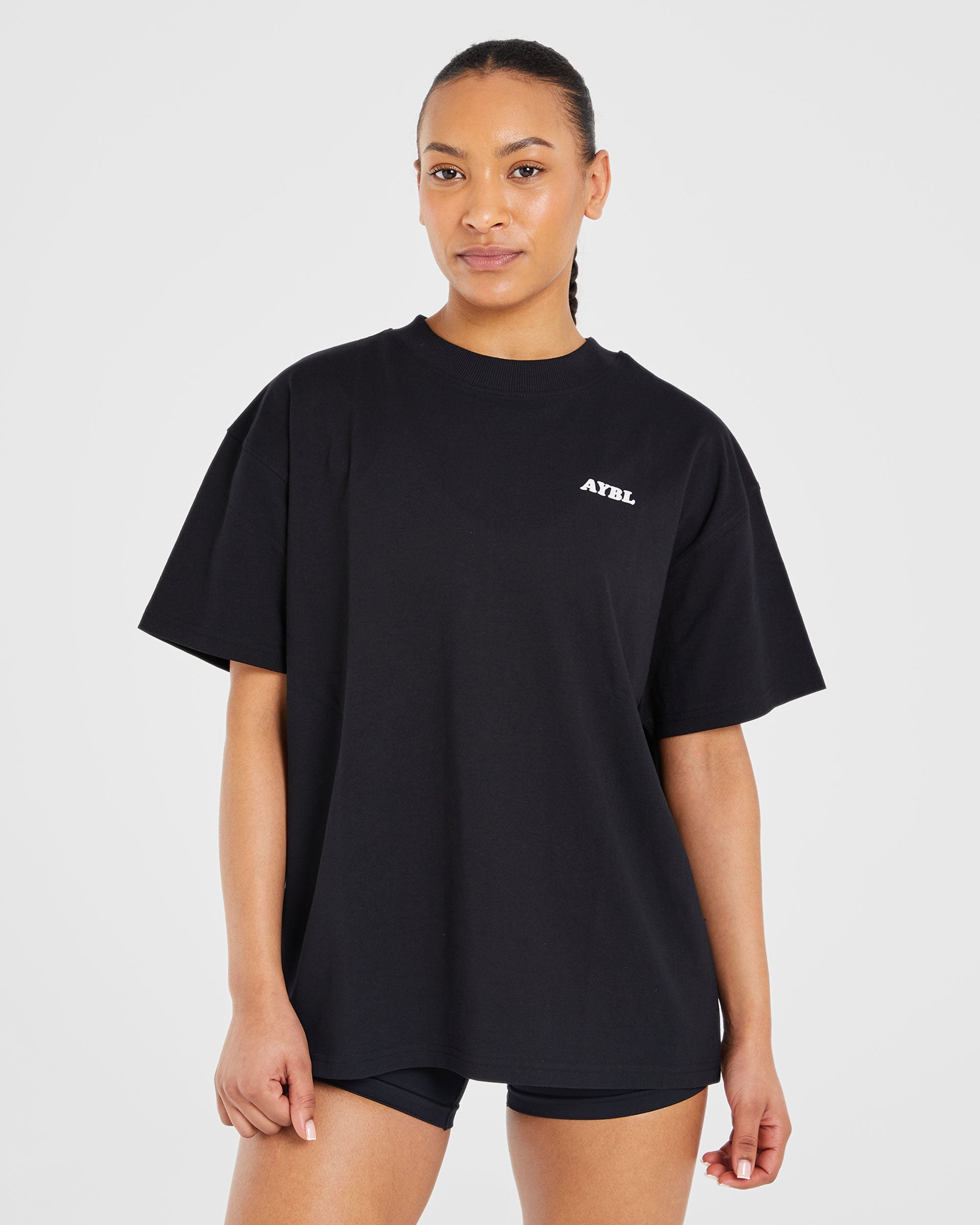 Sports Club Wavy Oversized T Shirt - Zwart