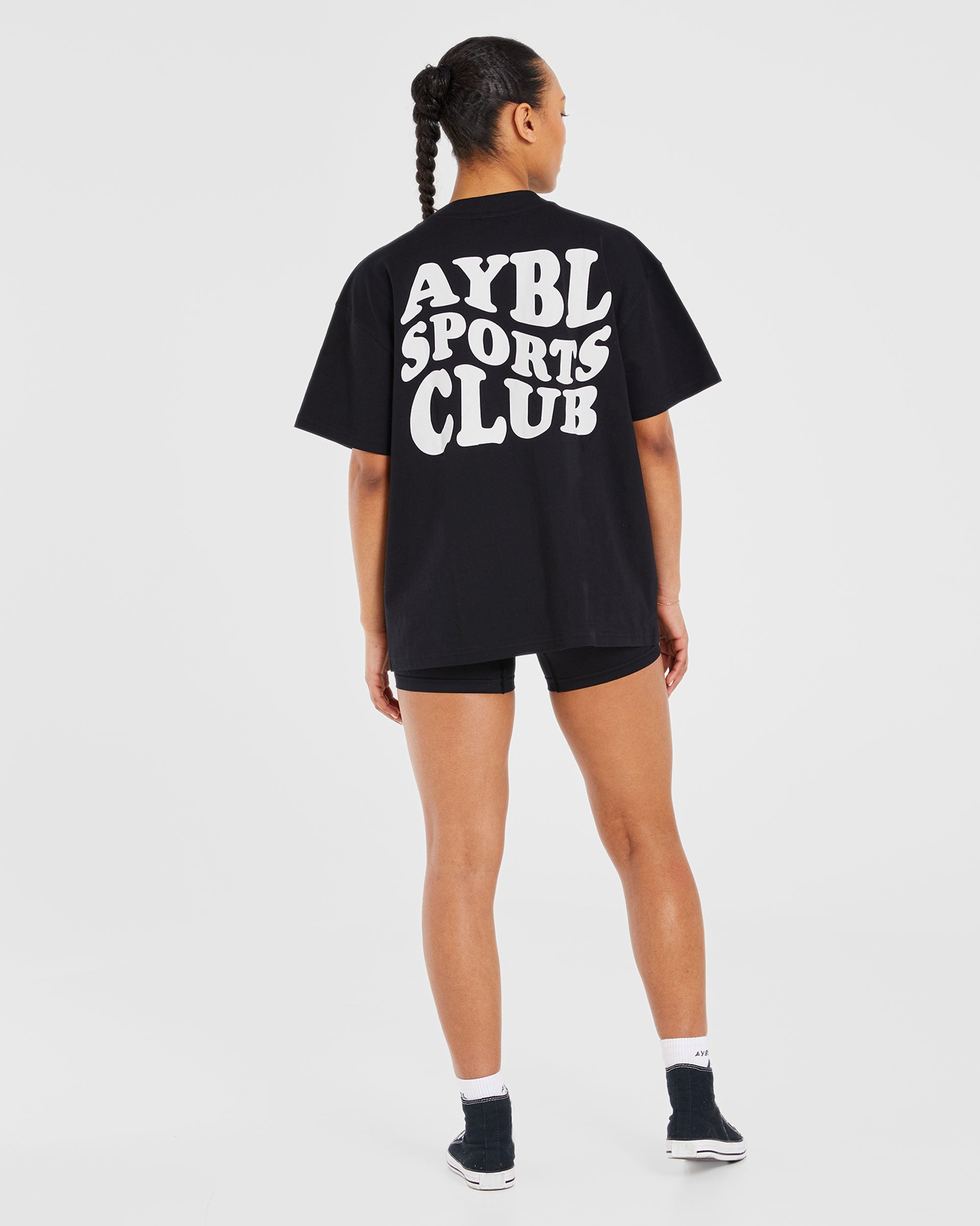 Sports Club Wavy Oversized T Shirt - Zwart