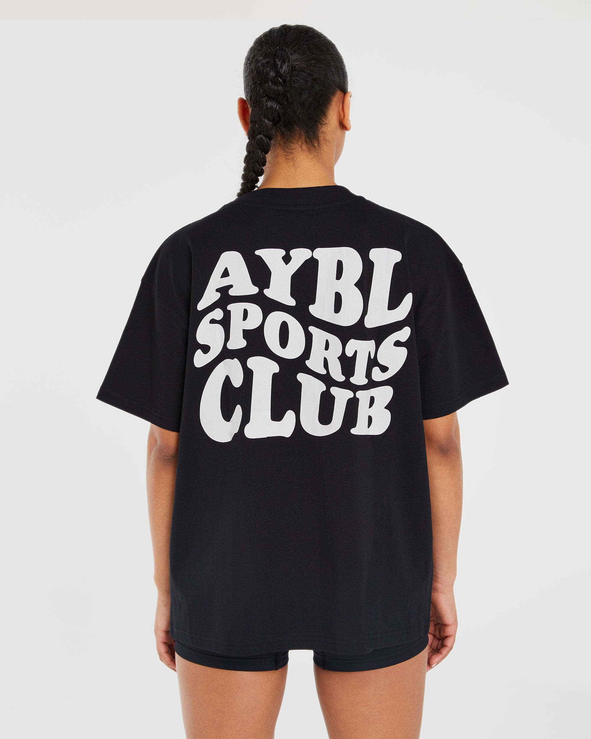 Sports Club Wavy Oversized T Shirt - Zwart