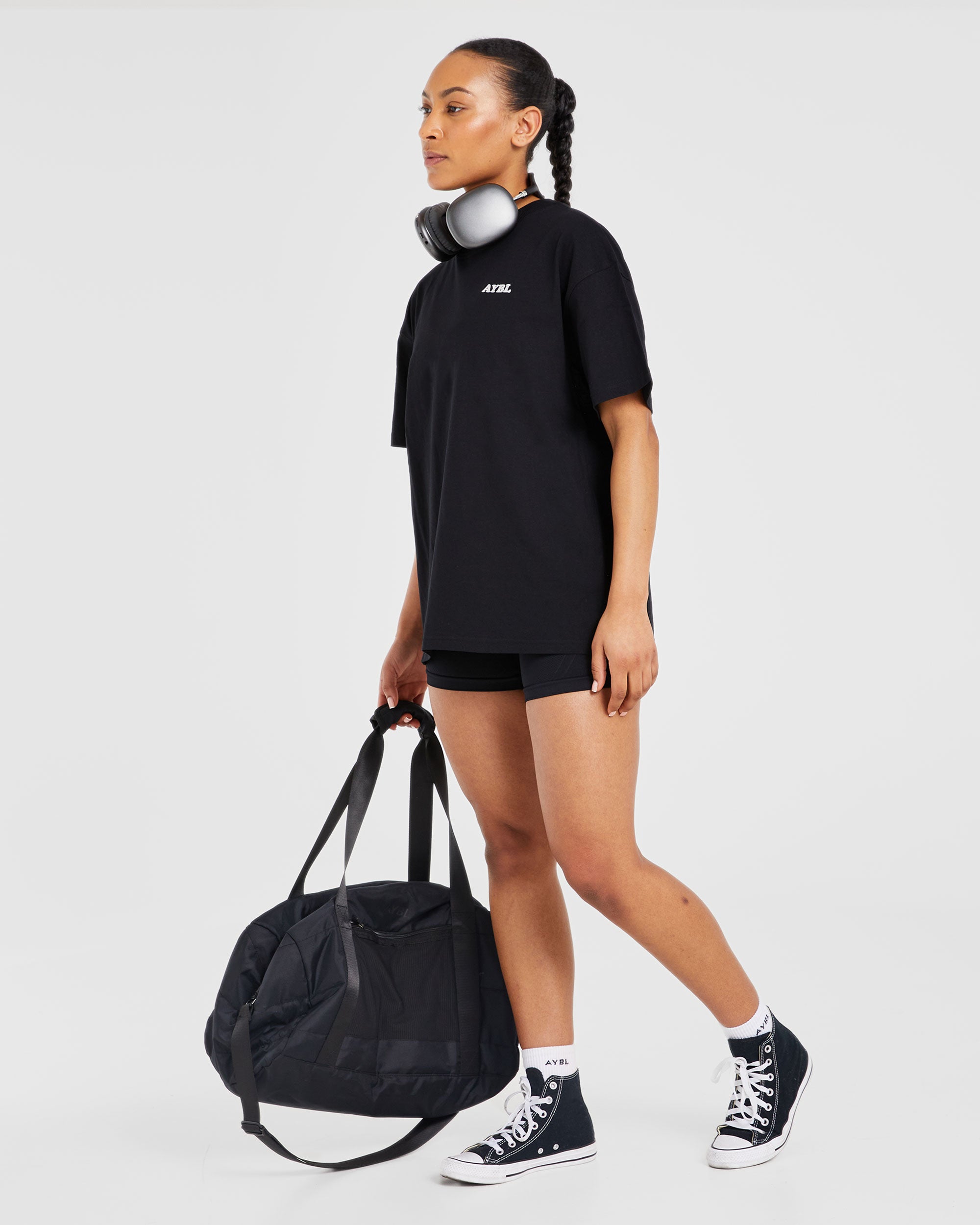 Sports Club Wavy Oversized T Shirt - Zwart