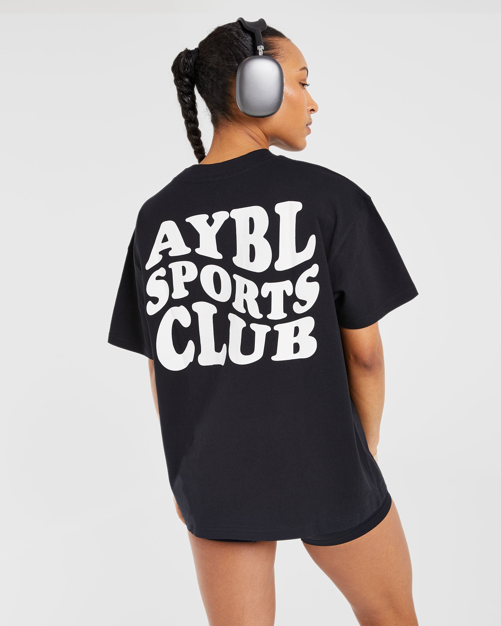 Sports Club Wavy Oversized T Shirt - Zwart