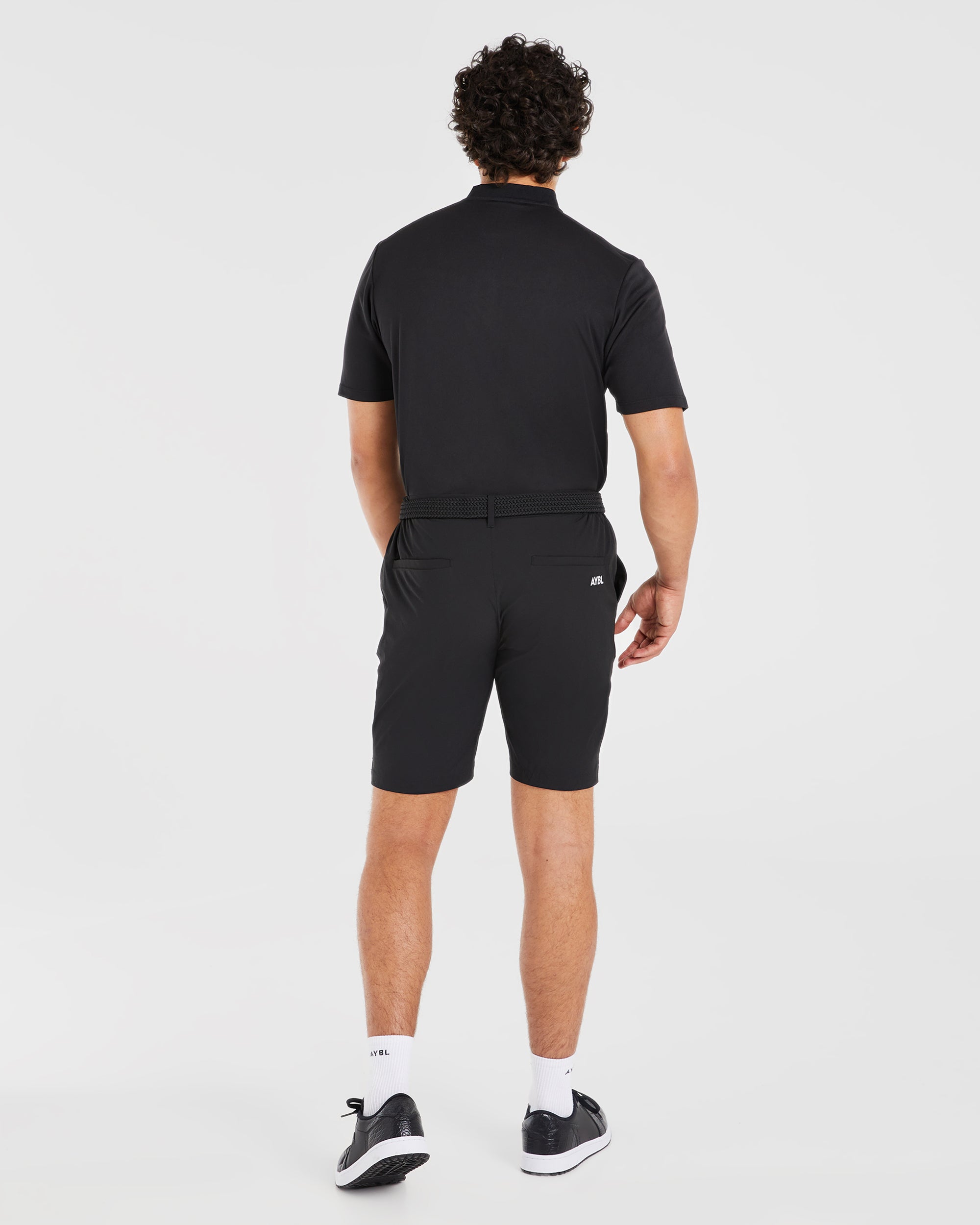 Performance Collarless Polo Shirt - Zwart