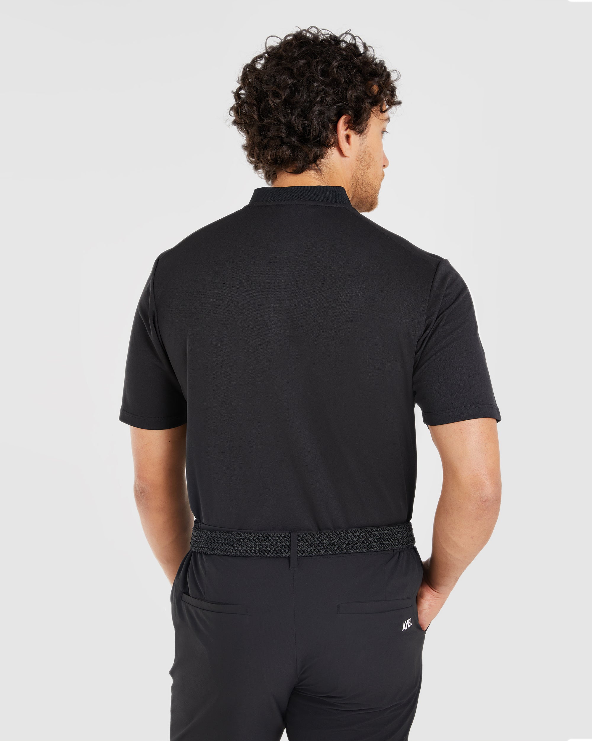 Performance Collarless Polo Shirt - Zwart