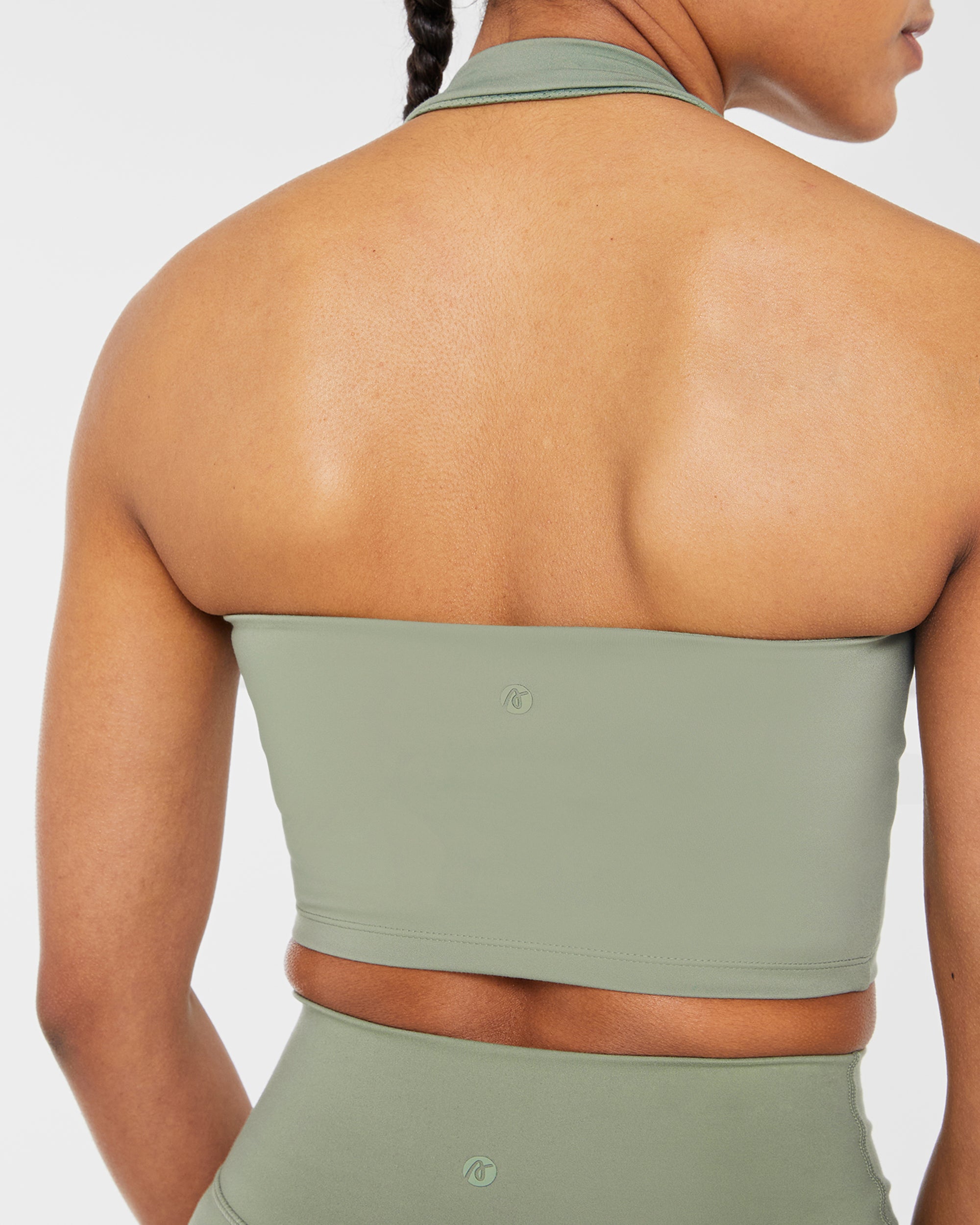 Staple Halterneck Crop Top - Olive Groen